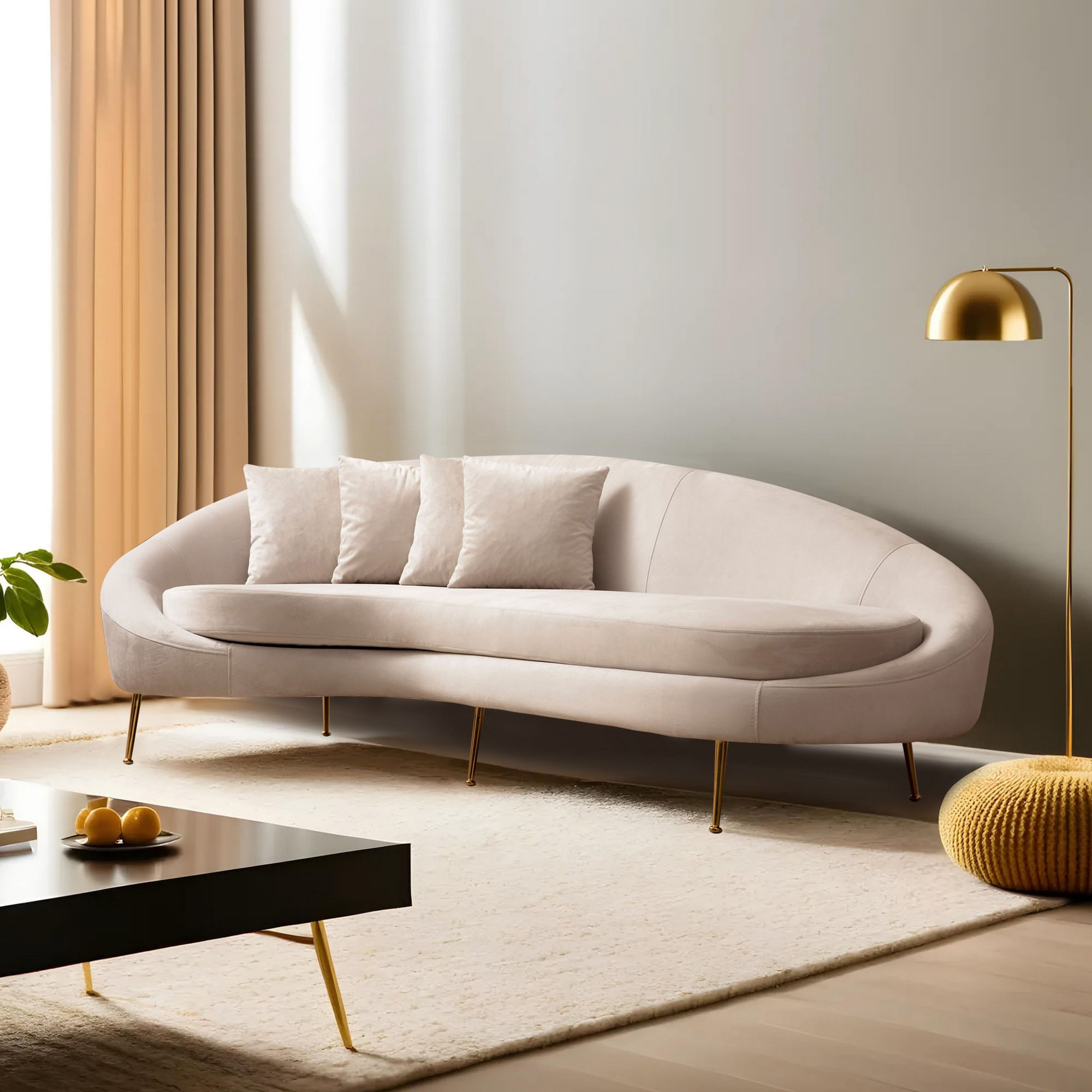 Canapea 3 locuri, Hanah Home, lemn fag si pal, bej, 255x120x85 cm, 560ARE1348 — imaginea 6