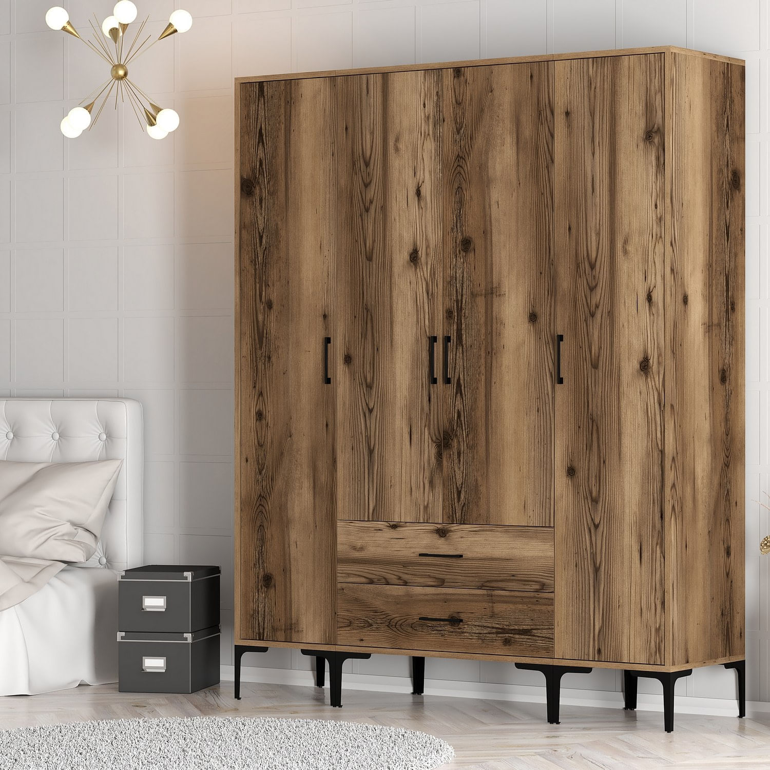Sifonier, Hanah Home, pal melaminat, nuc, 160x201,4x47,5 cm — imaginea 4
