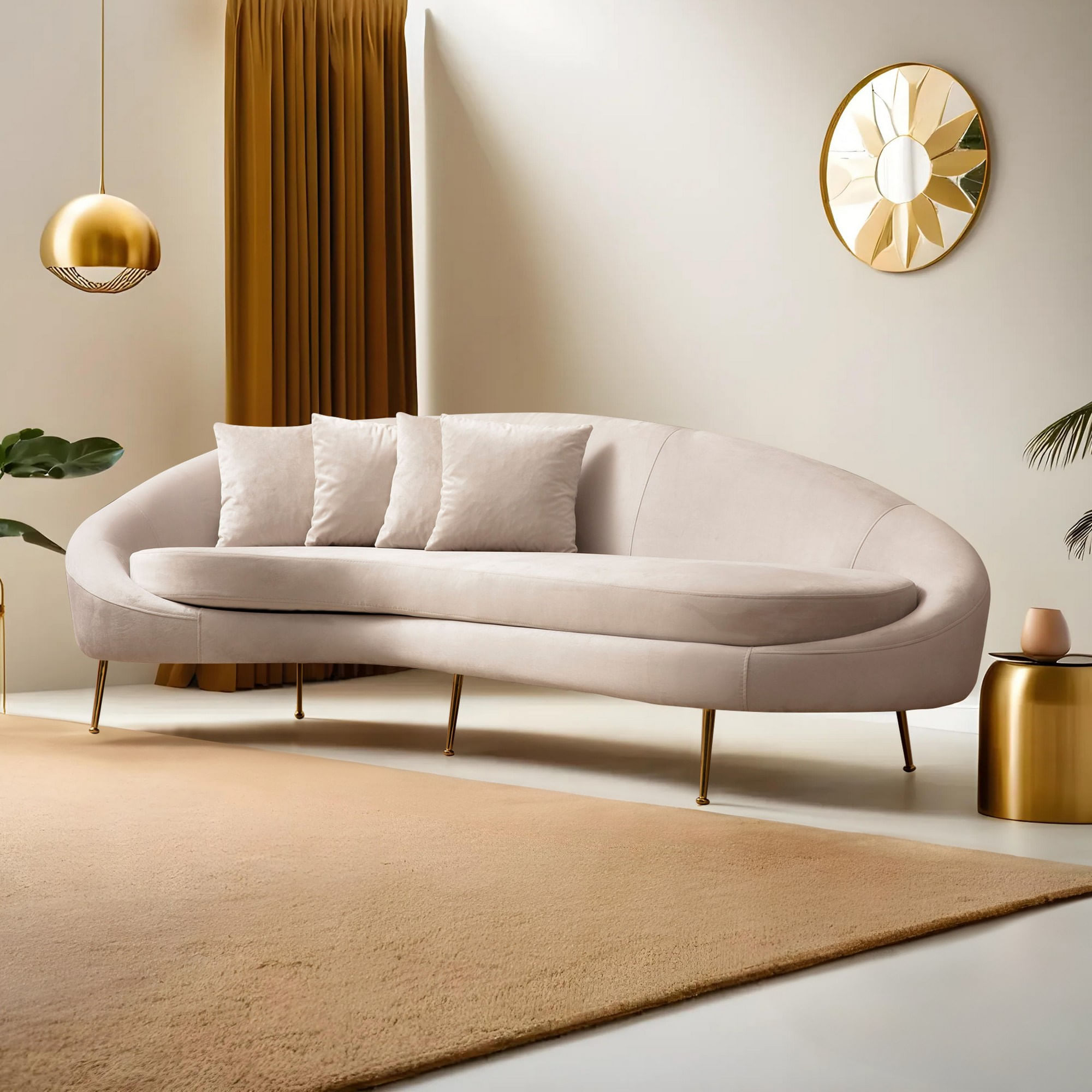 Canapea 3 locuri, Hanah Home, lemn fag si pal, bej, 255x120x85 cm, 560ARE1348 — imaginea 7