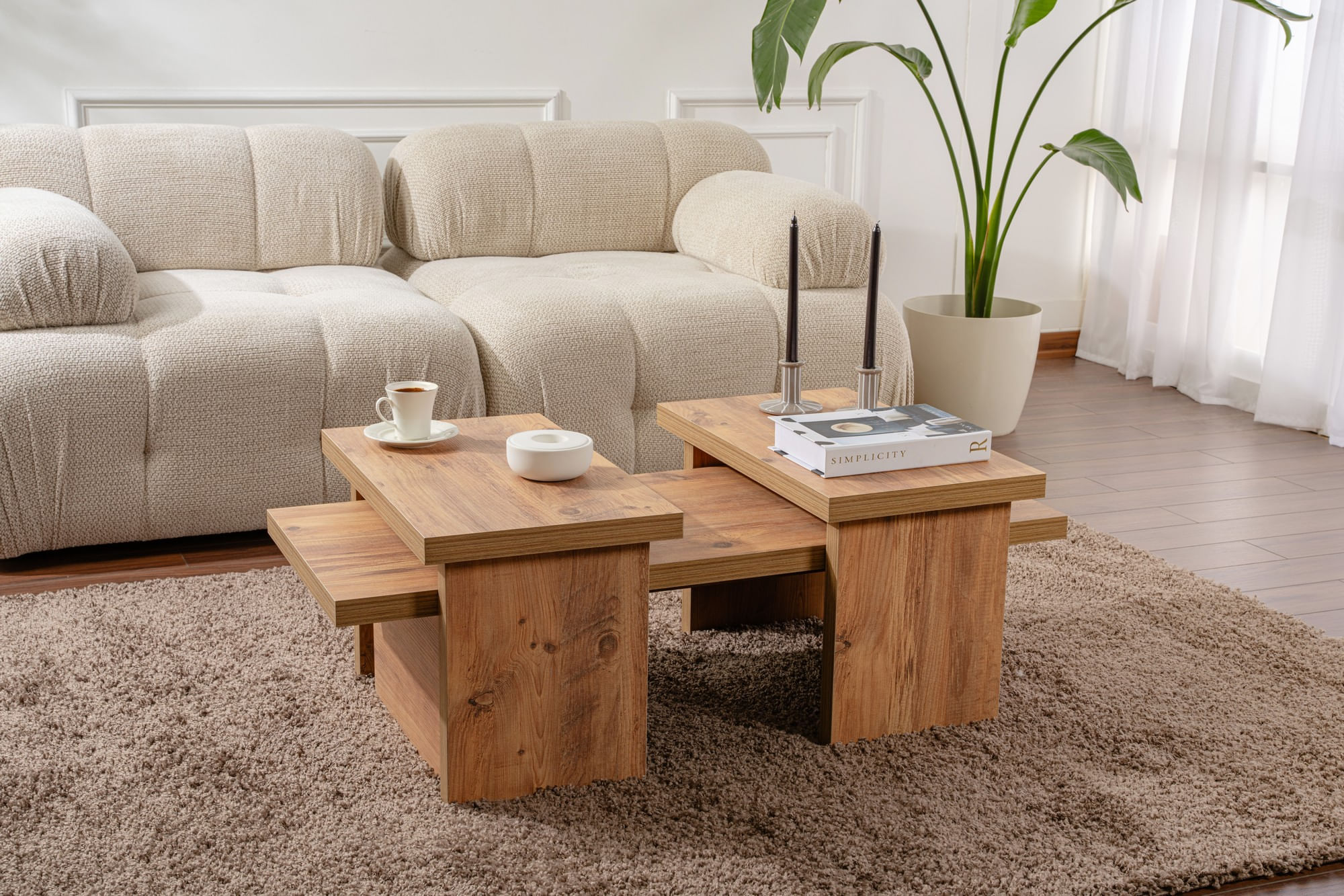 Masuta de cafea, Hanah Home, pal melaminat, pin atlantic, 110x45x41.5 cm — imaginea 7