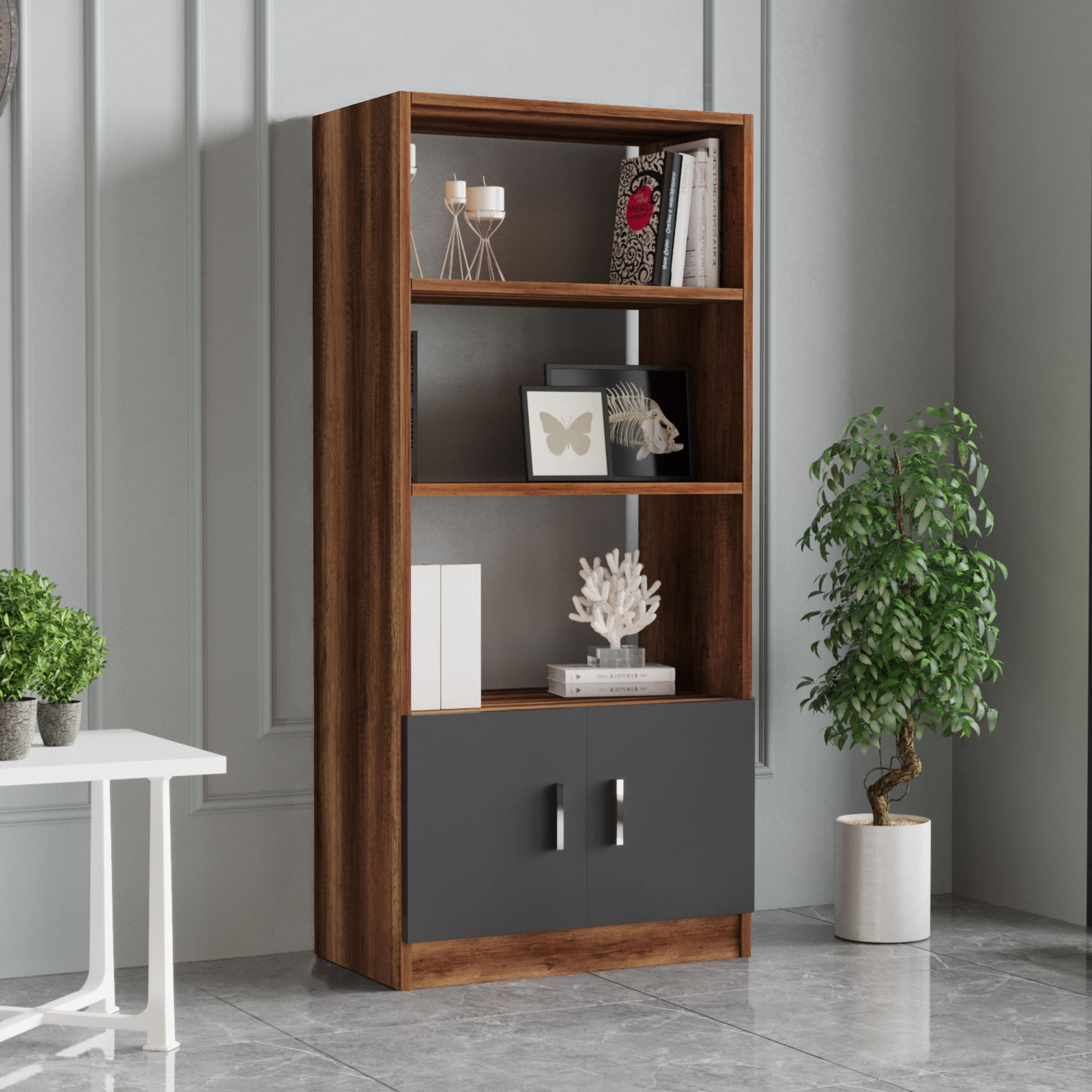Set mobilier birou, Hanah Home, pal melaminat, nuc antracit, 956LCS2110 — imaginea 2