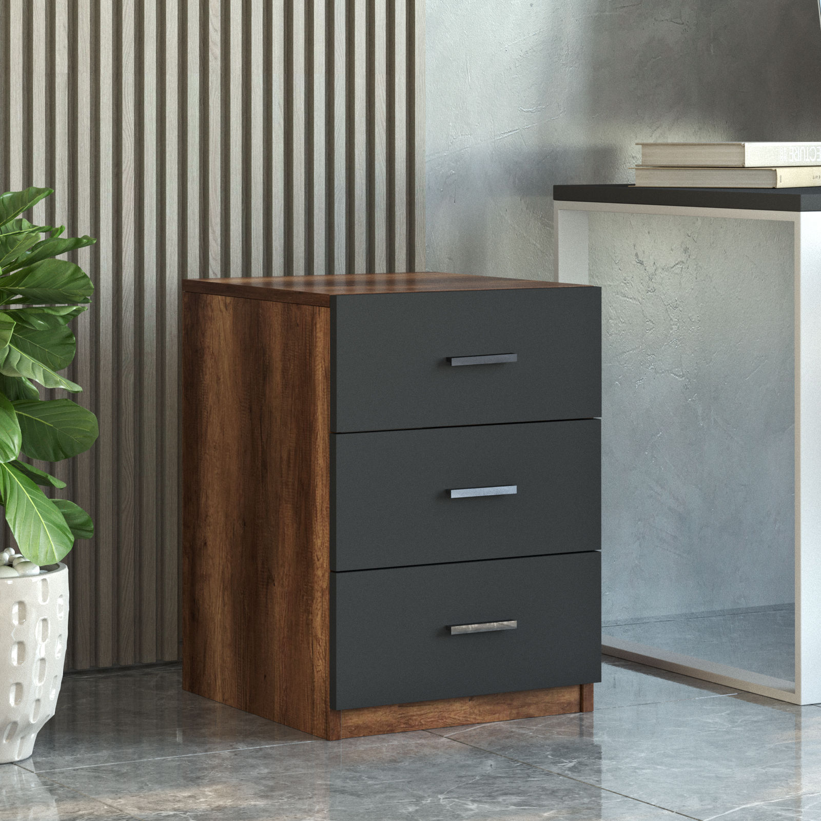 Set mobilier birou, Hanah Home, pal melaminat, nuc antracit, 956LCS2110 — imaginea 5