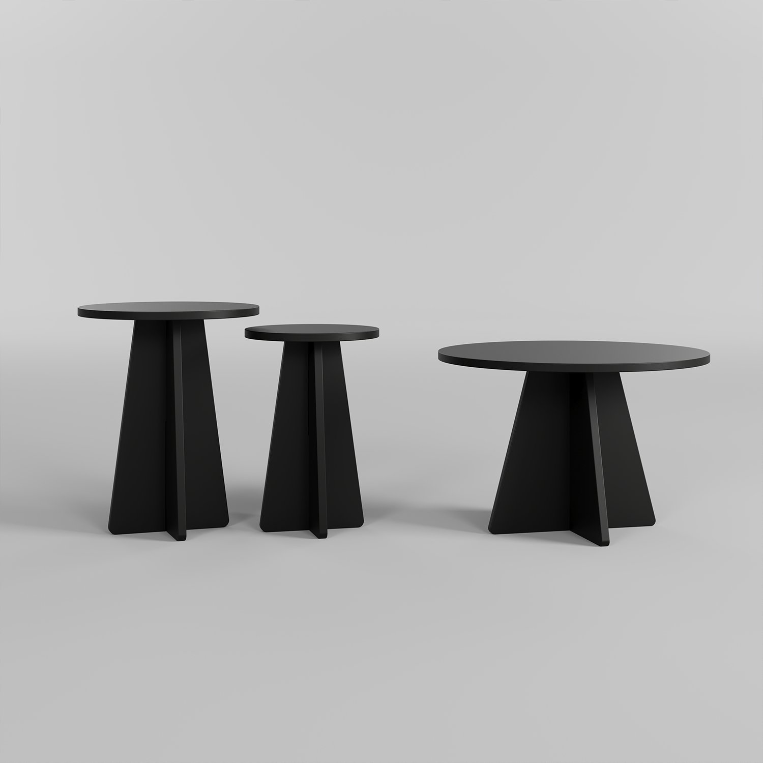 Set masute de cafea, Hanah Home, pal melaminat, negru, 60x40x60 cm, 40x50x40 cm, 30x45x30 cm