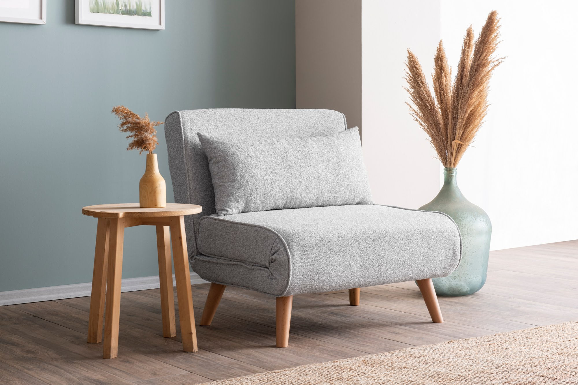 Canapea extensibila, Hanah Home, teddy, gri, 80x79x80 cm — imaginea 13