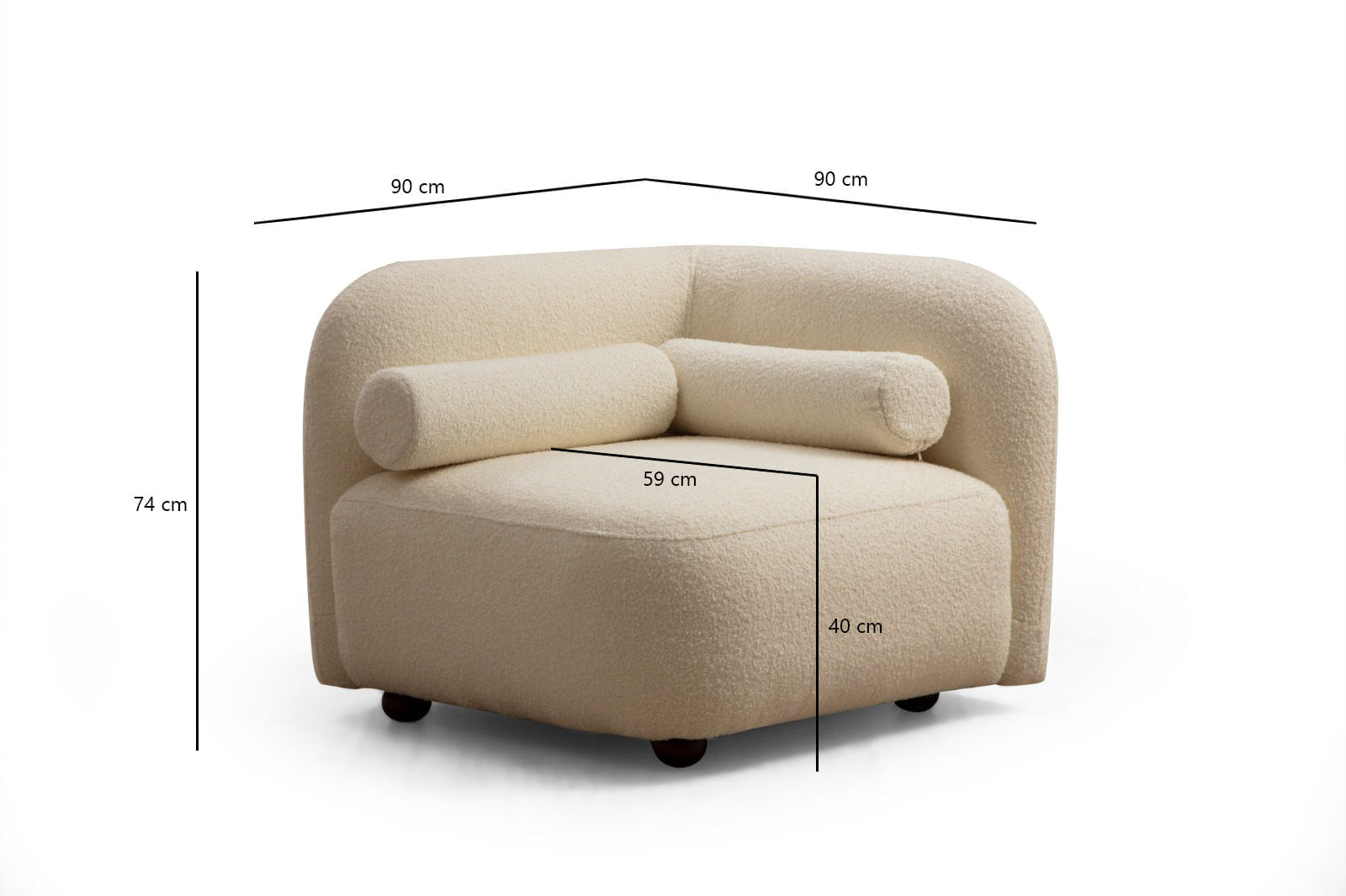 Fotoliu, Hanah Home, poliester, crem, 90x90x74 cm — imaginea 3