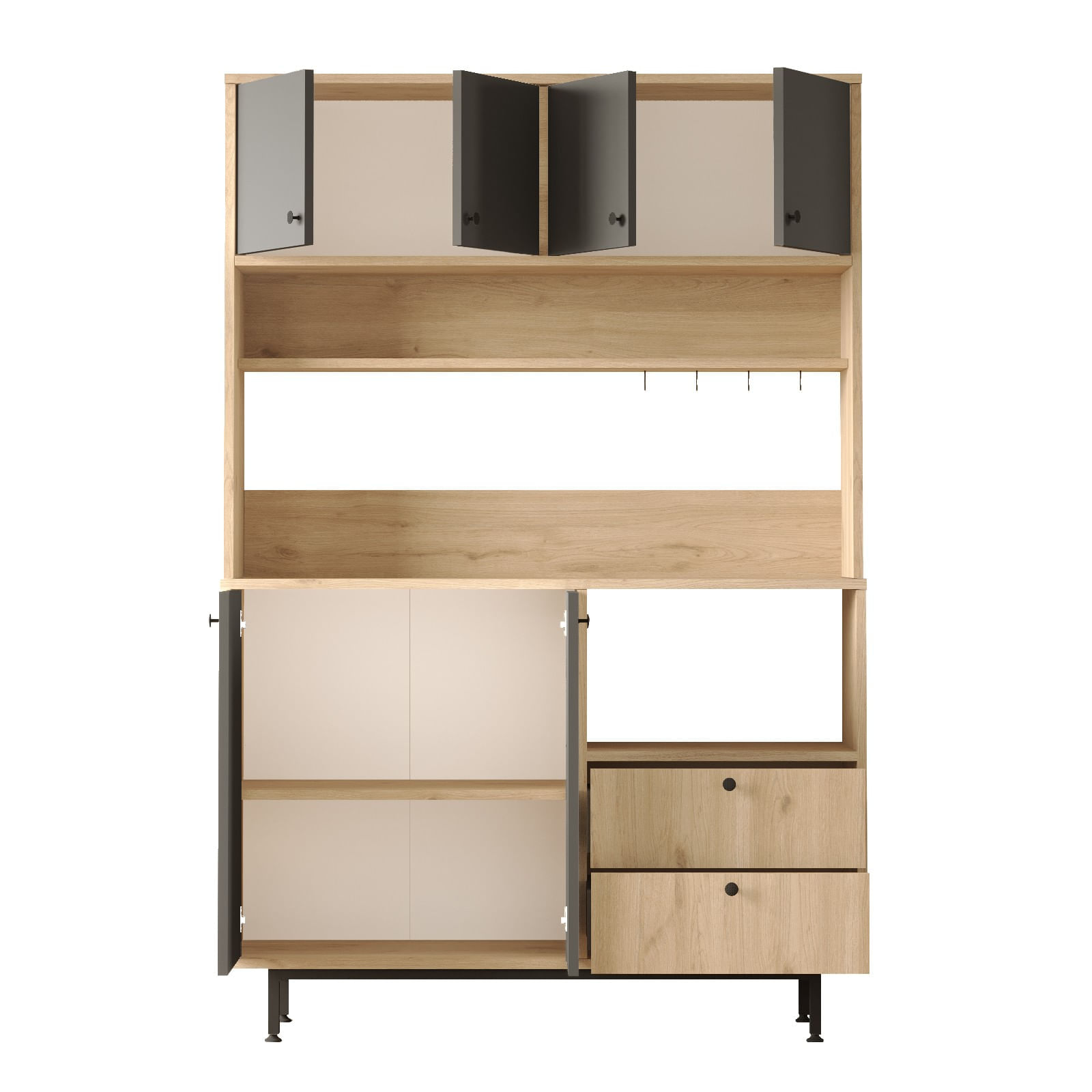 Dulap multifunctional, Hanah Home, pal melaminat, stejar si antracit, 120x35.5x180 cm — imaginea 2