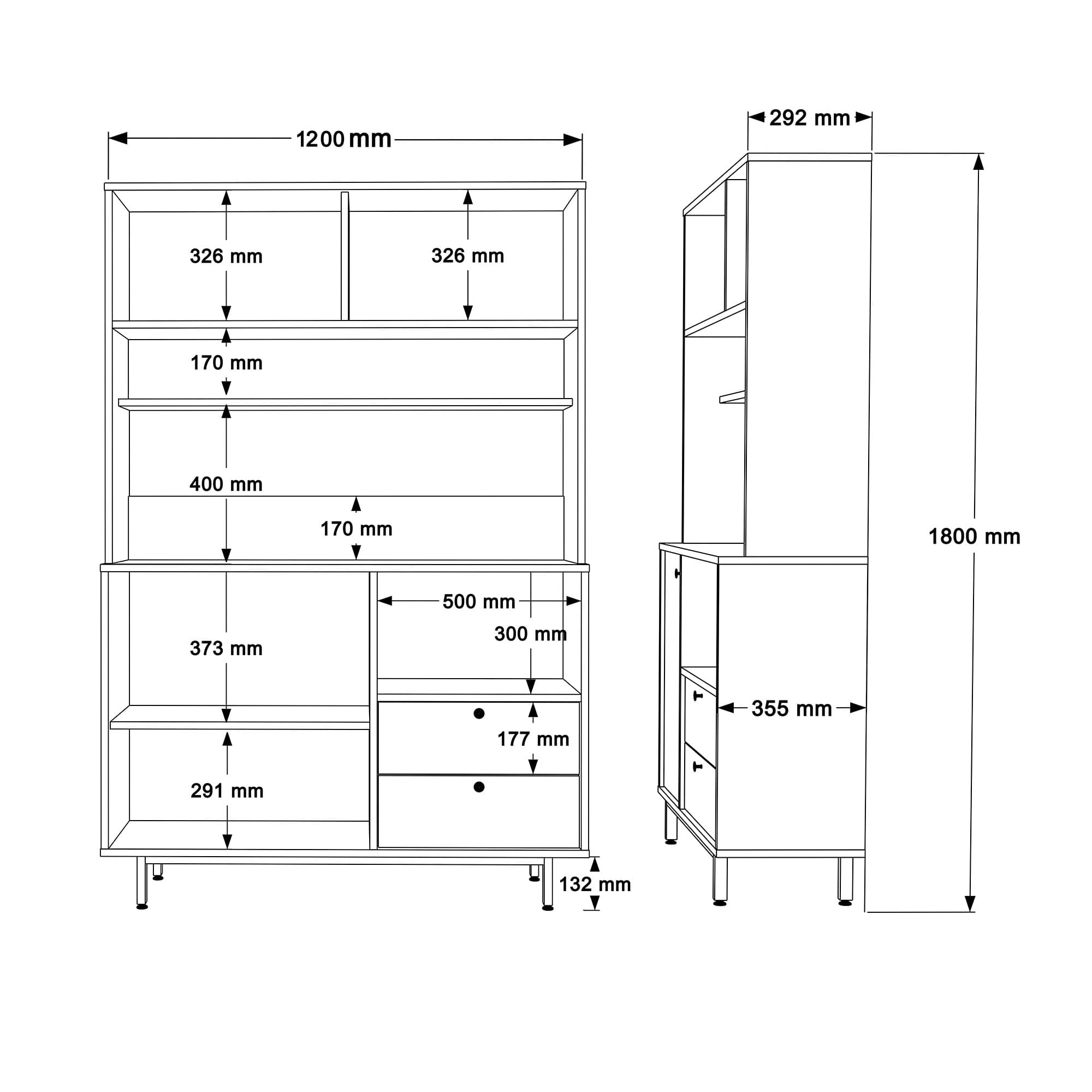 Dulap multifunctional, Hanah Home, pal melaminat, stejar si antracit, 120x35.5x180 cm — imaginea 5