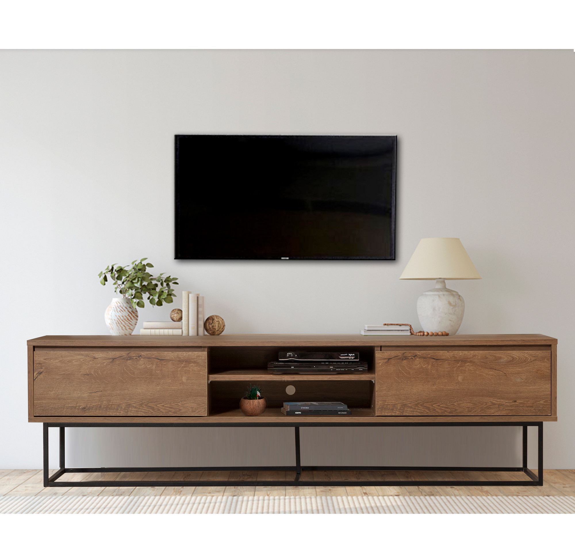 Comoda tv, Hanah Home, pal melaminat, nuc si negru, 180x40x50 cm, 863SPH5104 — imaginea 6