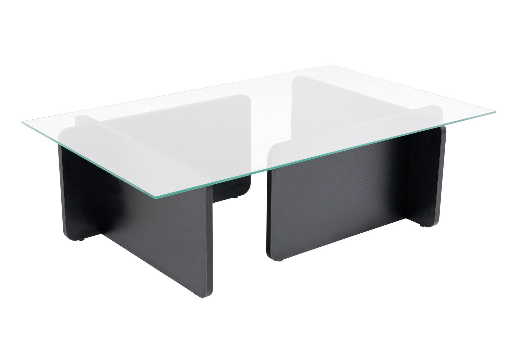 Masuta de cafea, Hanah Home, sticla calita si pal melaminat, lemn negru, 105x65x30 cm — imaginea 7