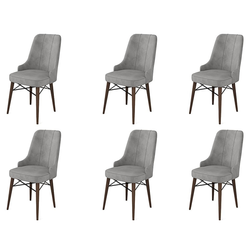 Set scaune, Hanah Home, metal, gri maro, 46x46x94 cm, 6 piese — imaginea 2