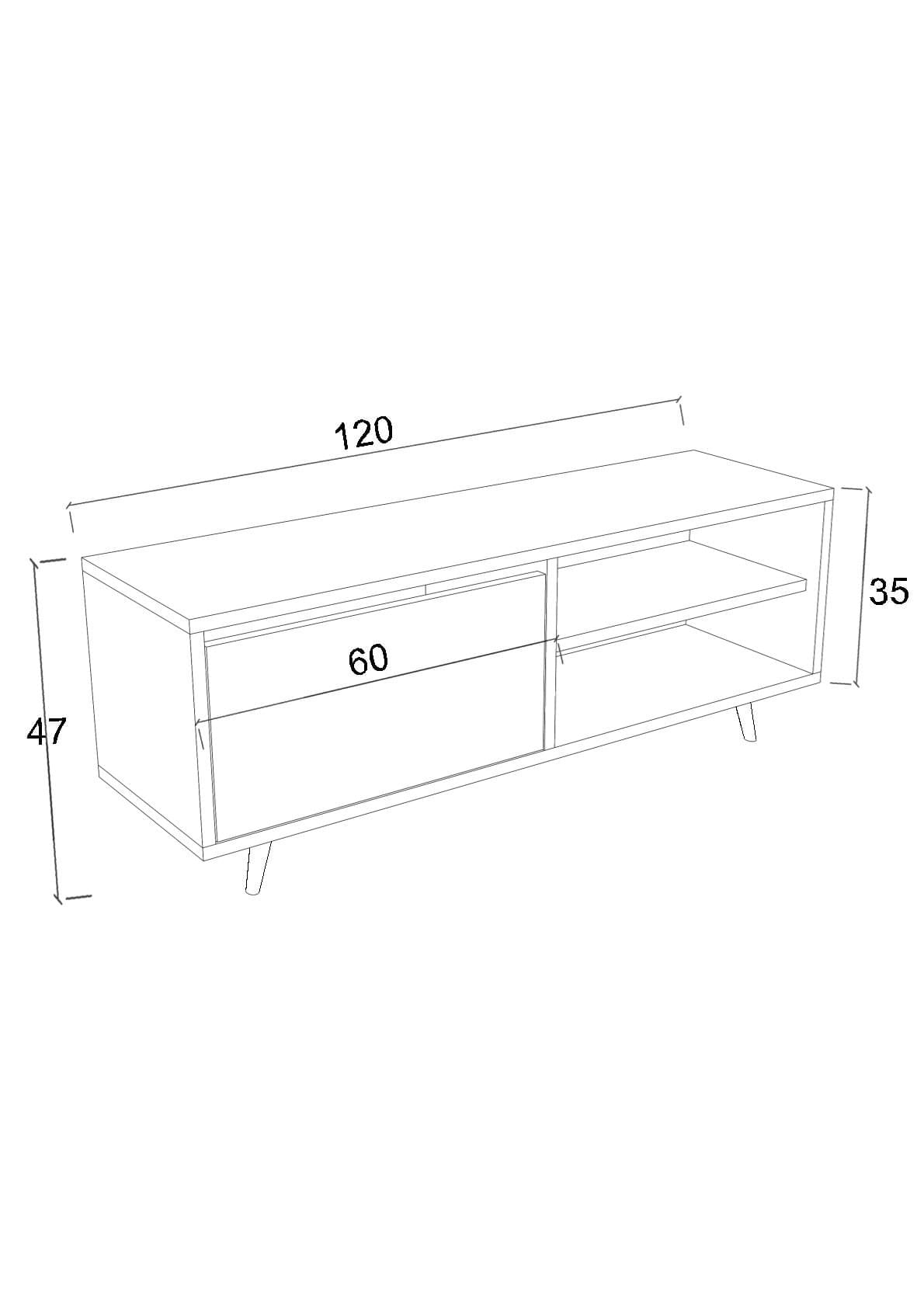Comoda tv, Hanah Home, panou din particule melaminat, ephesus marble, 120x35x47 cm — imaginea 5