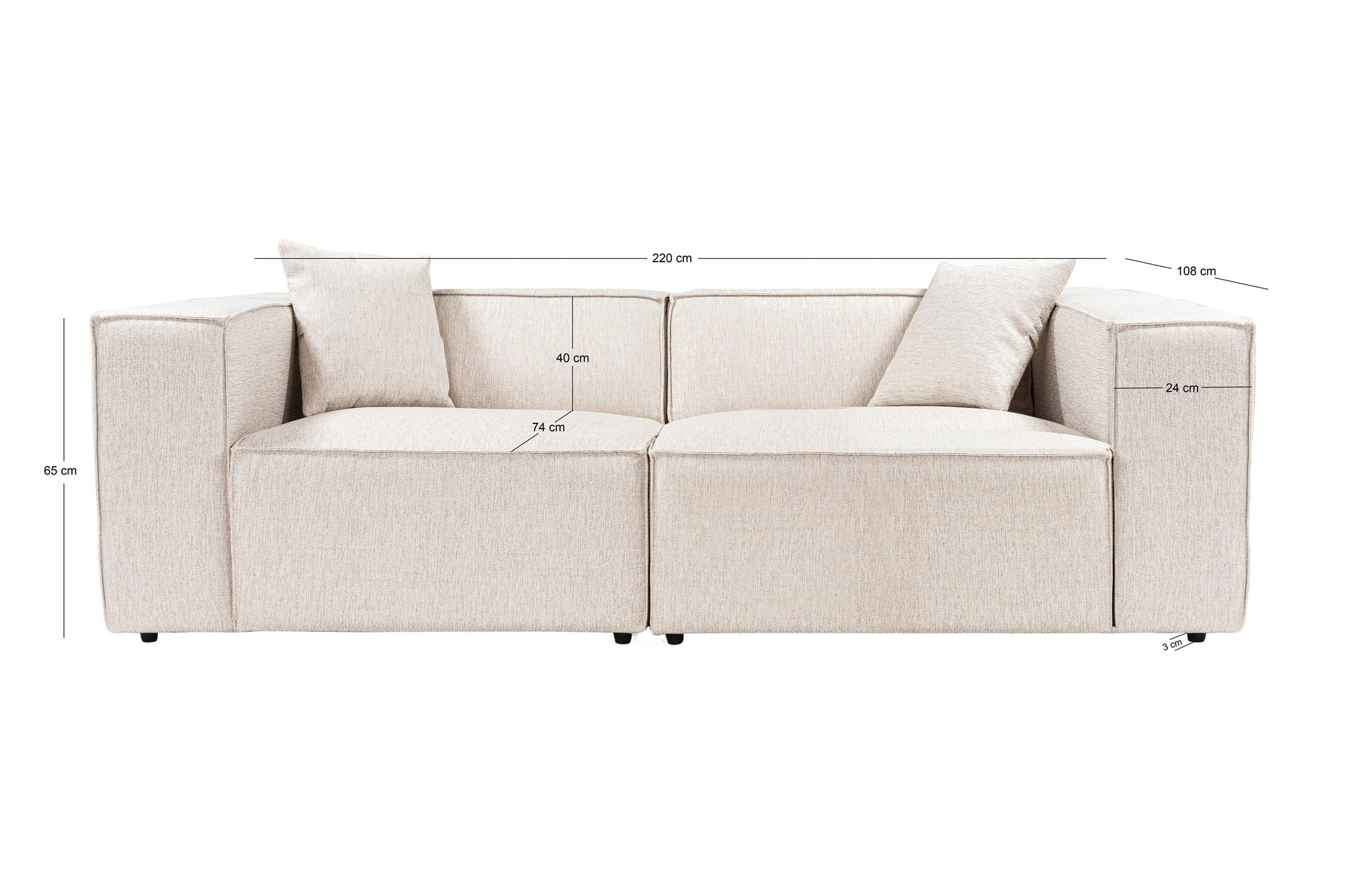 Canapea 2 locuri, Atelier Del Sofa, in, maro deschis, 220x108x65 cm — imaginea 9
