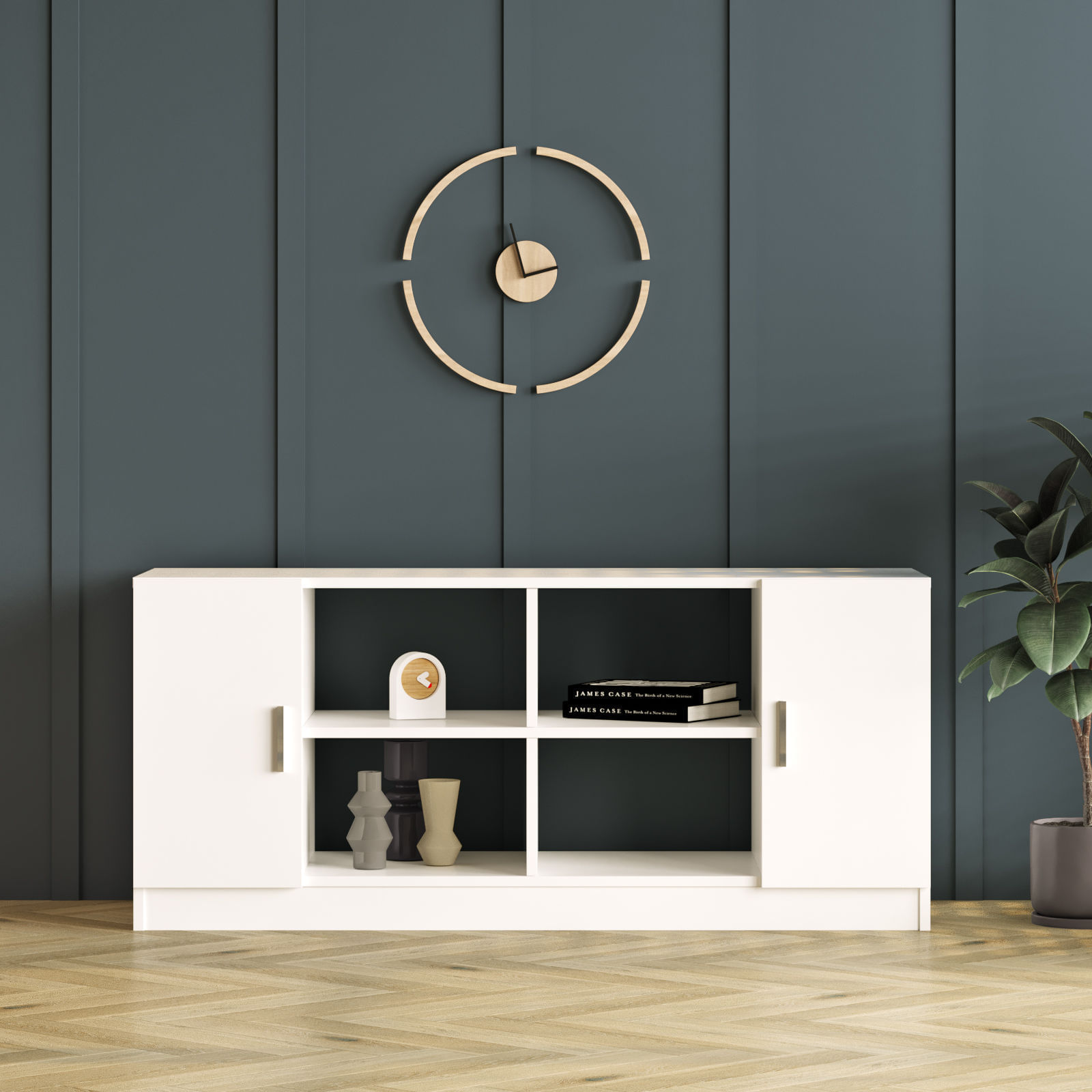 Set mobilier birou, Hanah Home, PAL melaminat, alb, 956LCS2127 — imaginea 2
