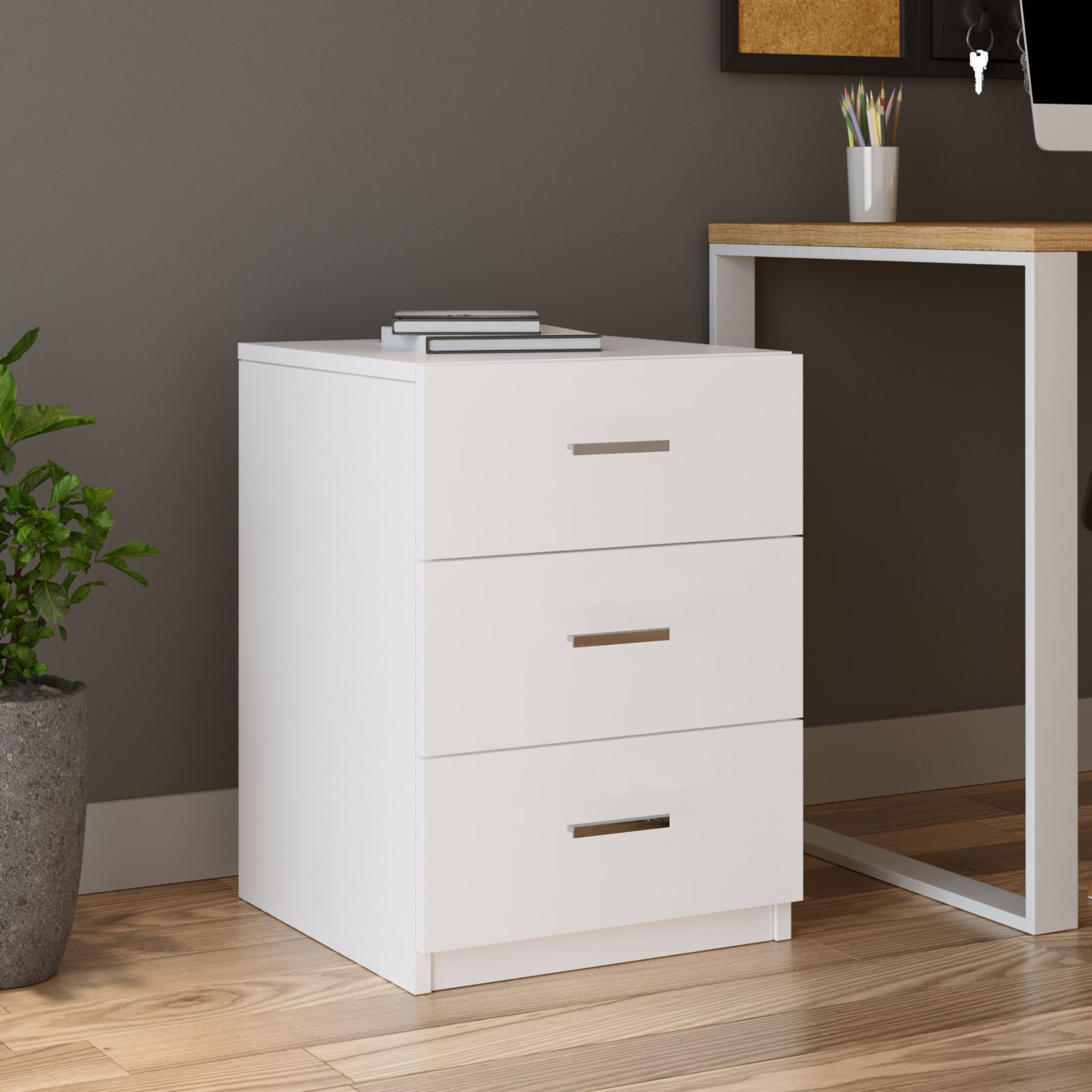 Set mobilier birou, Hanah Home, PAL melaminat, alb, 956LCS2127 — imaginea 5