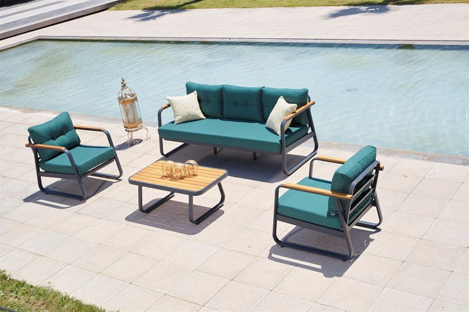 Set mobilier de gradina, Hanah Home, aluminiu, albastru petrol — imaginea 3