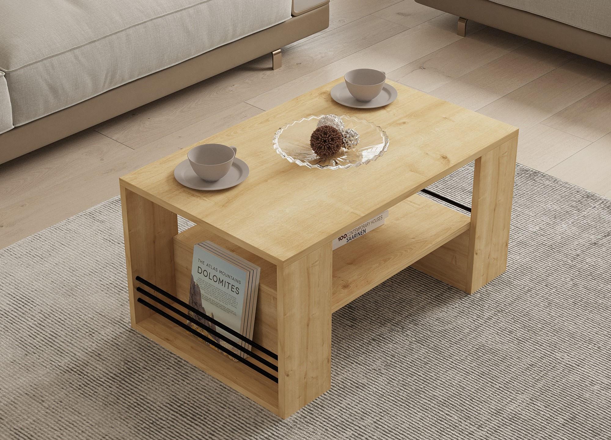 Masuta de cafea, Hanah Home, pal melaminat, safir, 80x50x40 cm, 495SSE1319 — imaginea 4