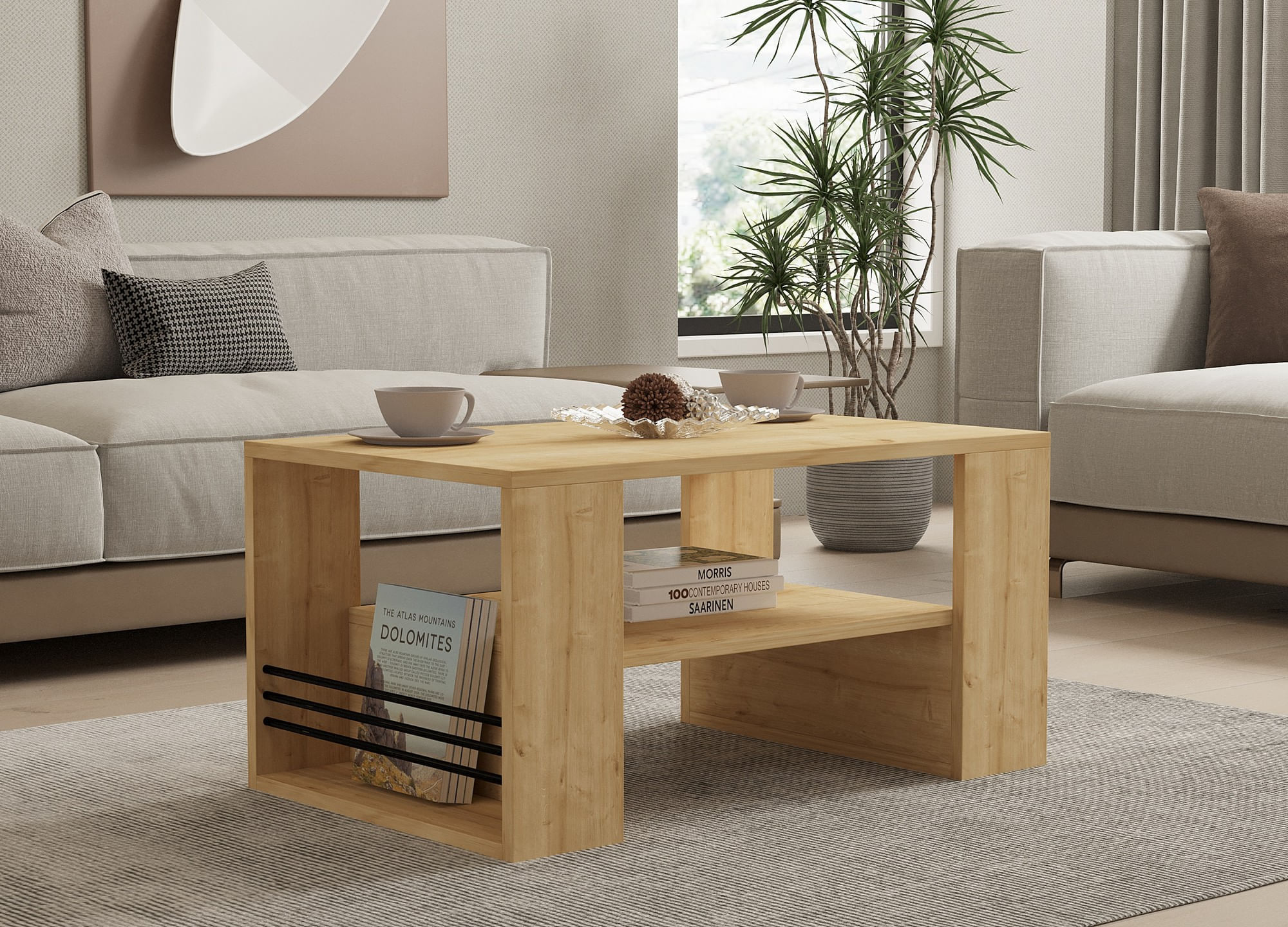 Masuta de cafea, Hanah Home, pal melaminat, safir, 80x50x40 cm, 495SSE1319 — imaginea 5