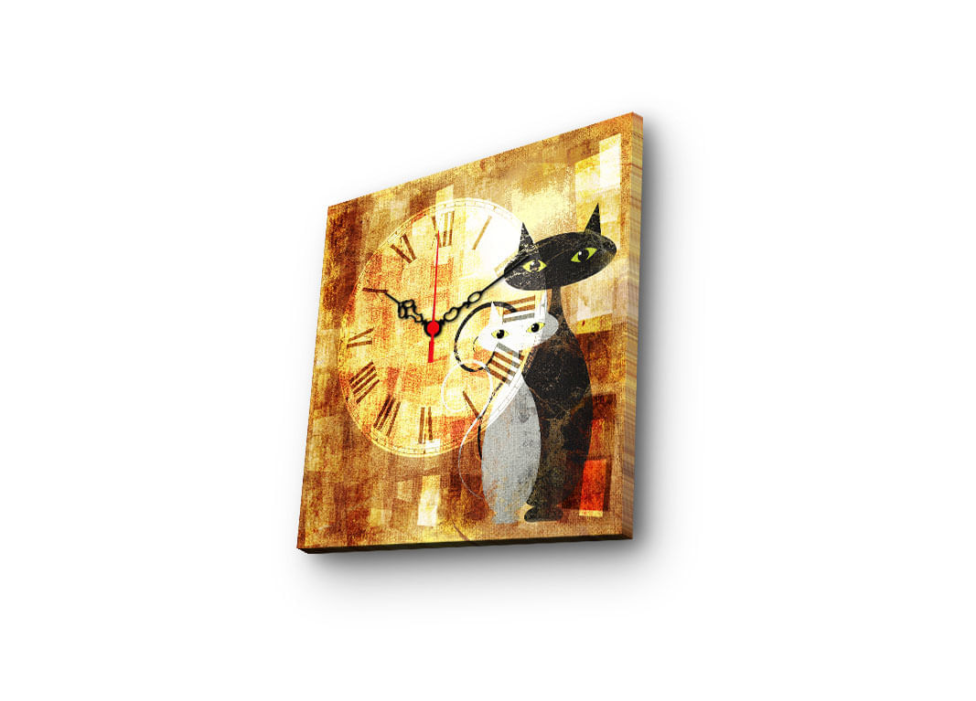 Ceas de perete decorativ, Wallxpert, panza piele de caprioara, multicolor, 28x28 cm, rama lemn