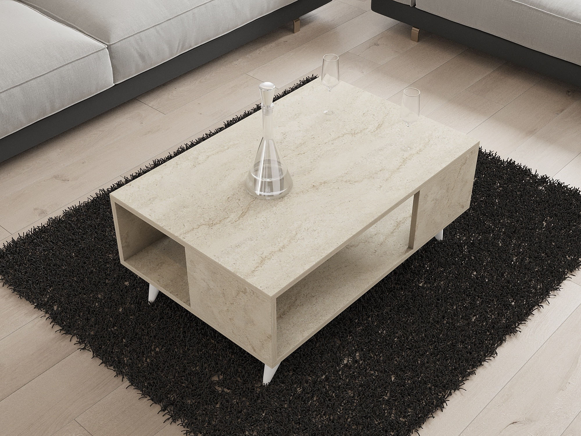 Masuta de cafea, Hanah Home, pal melaminat, travertin, 90x60x39.5 cm — imaginea 3