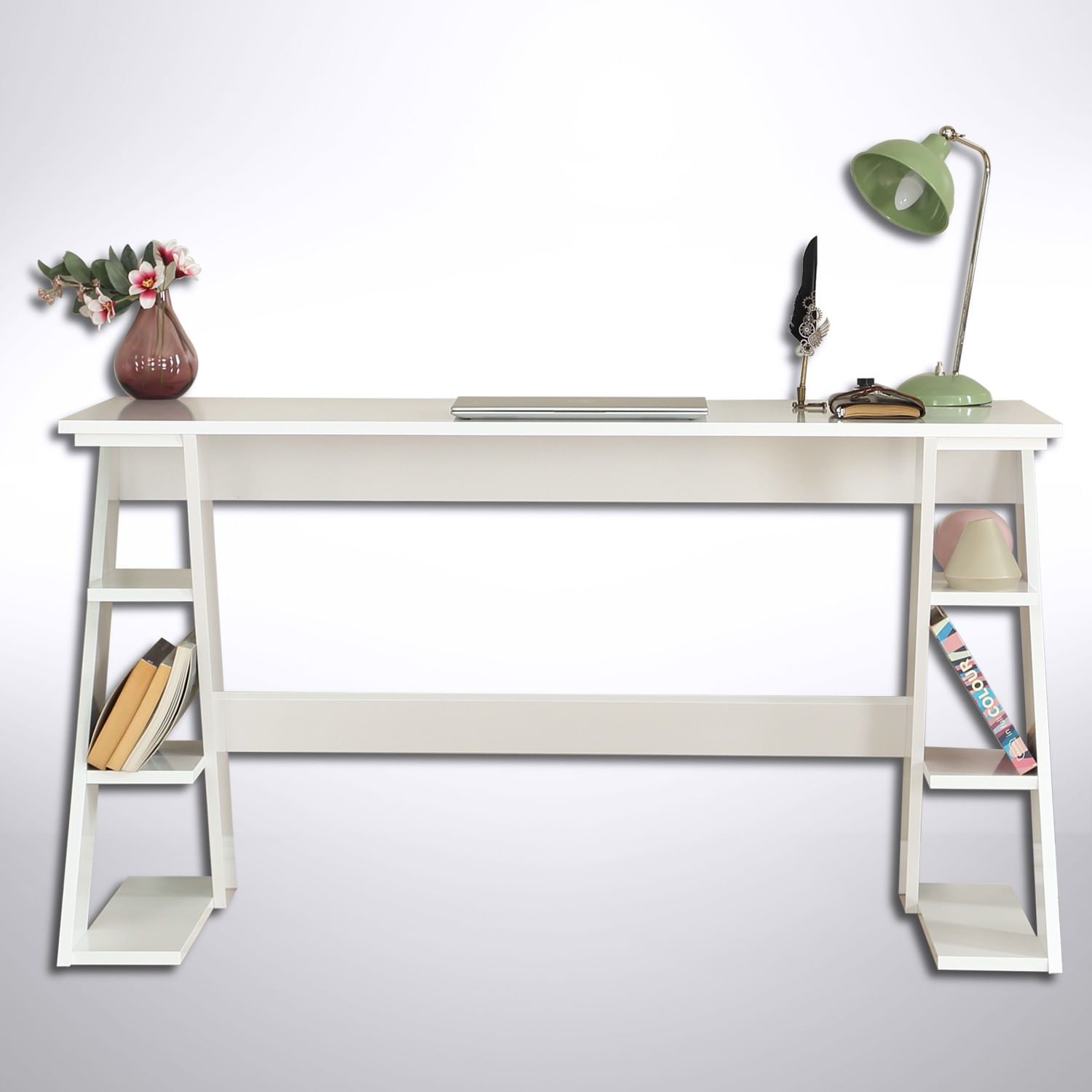 Birou de studiu, Hanah Home, pal, alb, 140x60x73 cm — imaginea 2