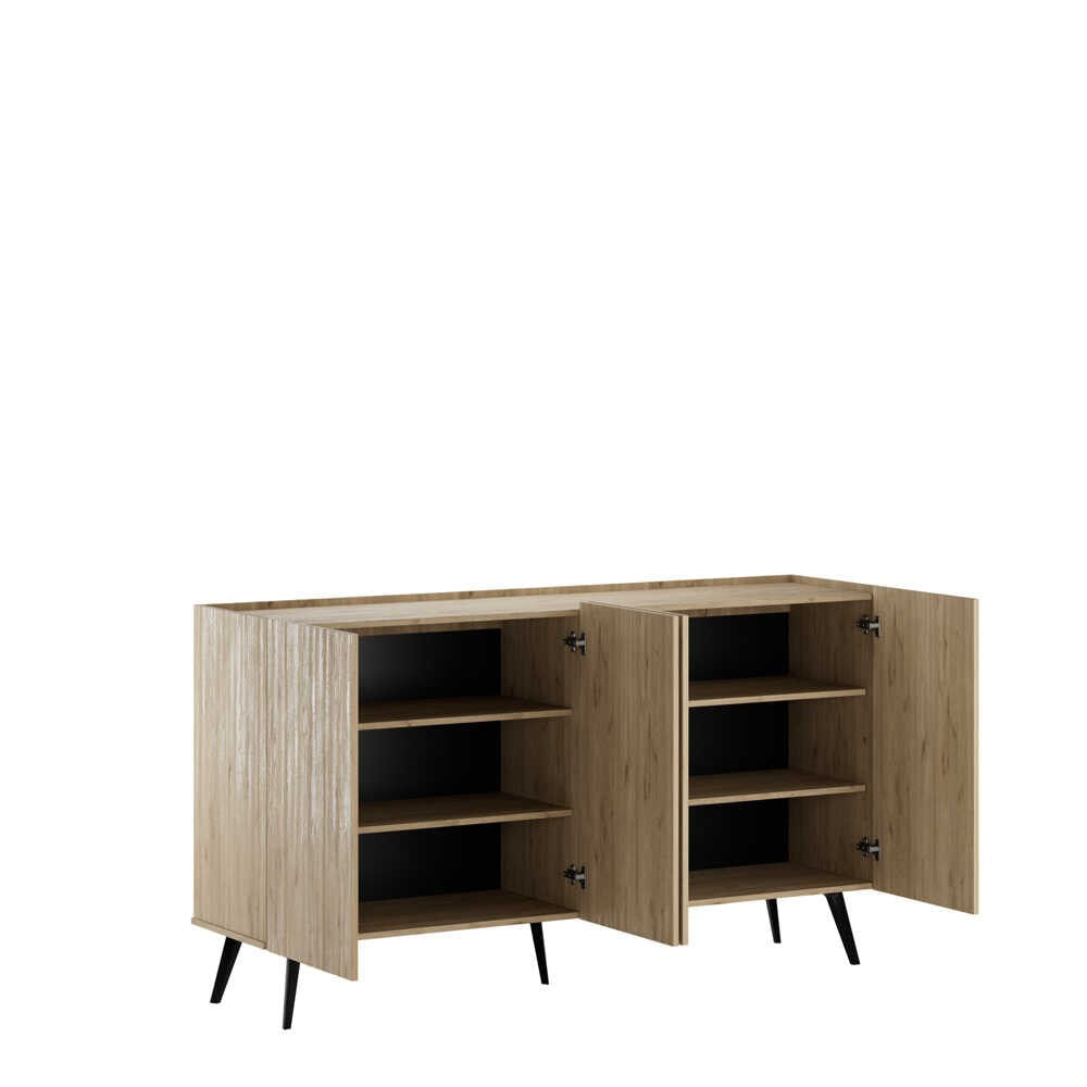 Consola, Hanah Home, panou de particule melaminat, stejar, 180x43x100 cm — imaginea 4