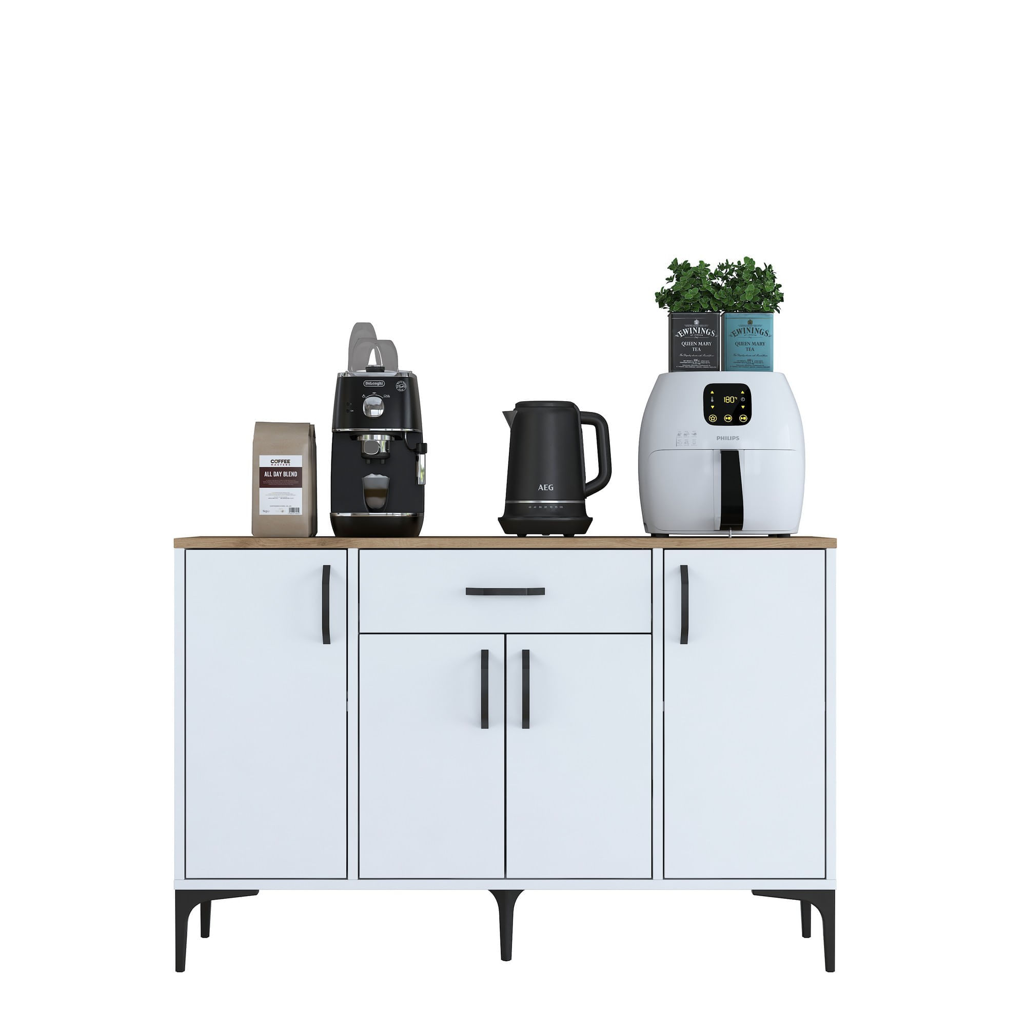 Dulap multifunctional, Hanah Home, PAL melaminat, alb si nuc, 120x40x78.6 cm, 893RAN4950 — imaginea 2
