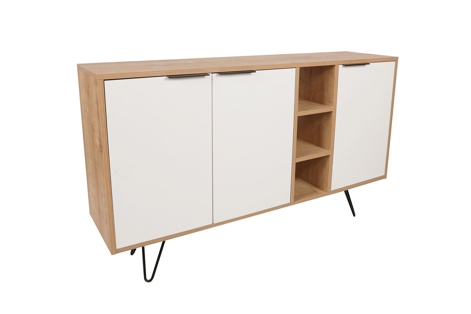 Consola, Hanah Home, pal melaminat, stejar si alb, 142x35,6x83 cm — imaginea 2