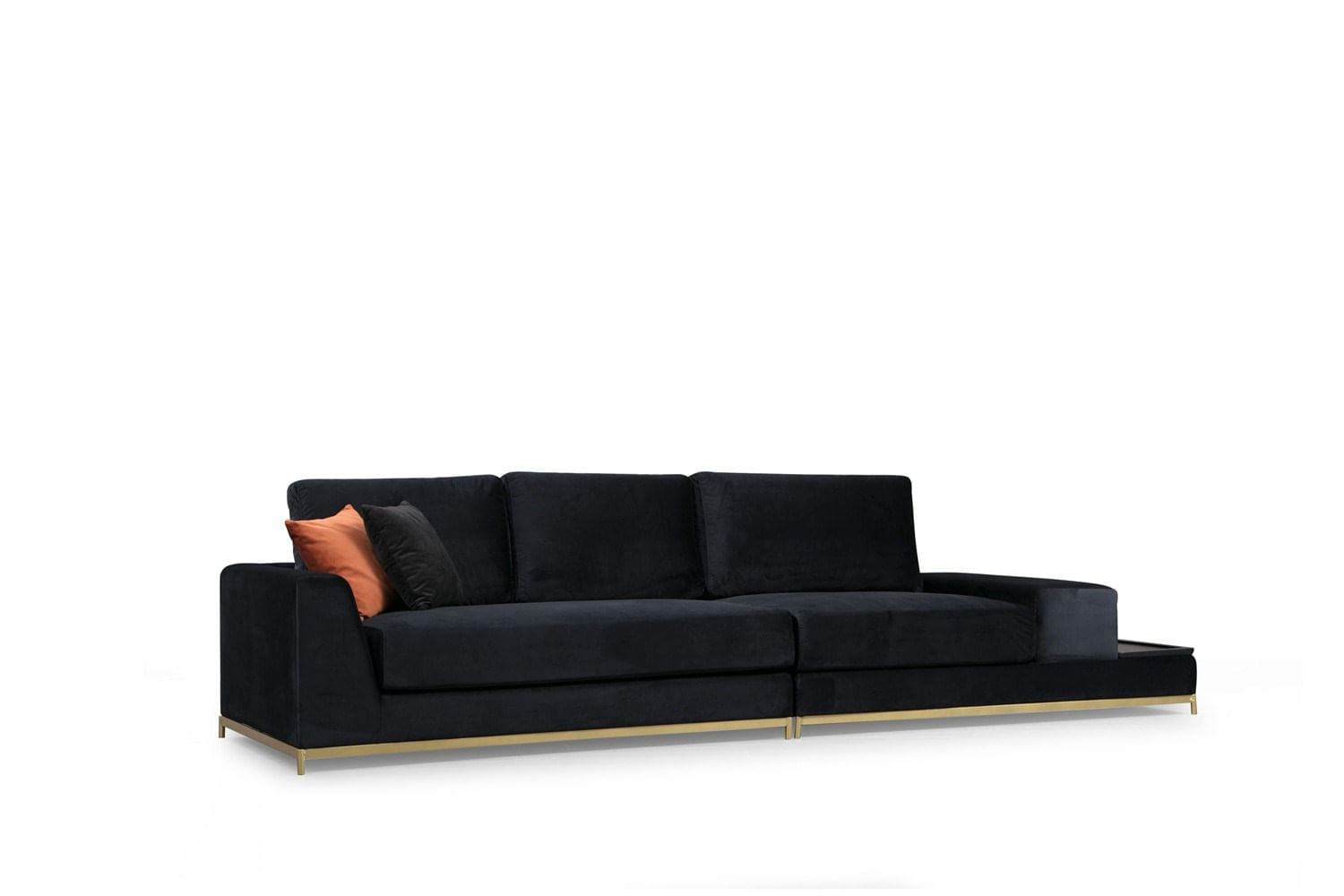 Canapea 4 locuri, Hanah Home, lemn fag si pal, negru auriu, 320x102x84 cm — imaginea 2