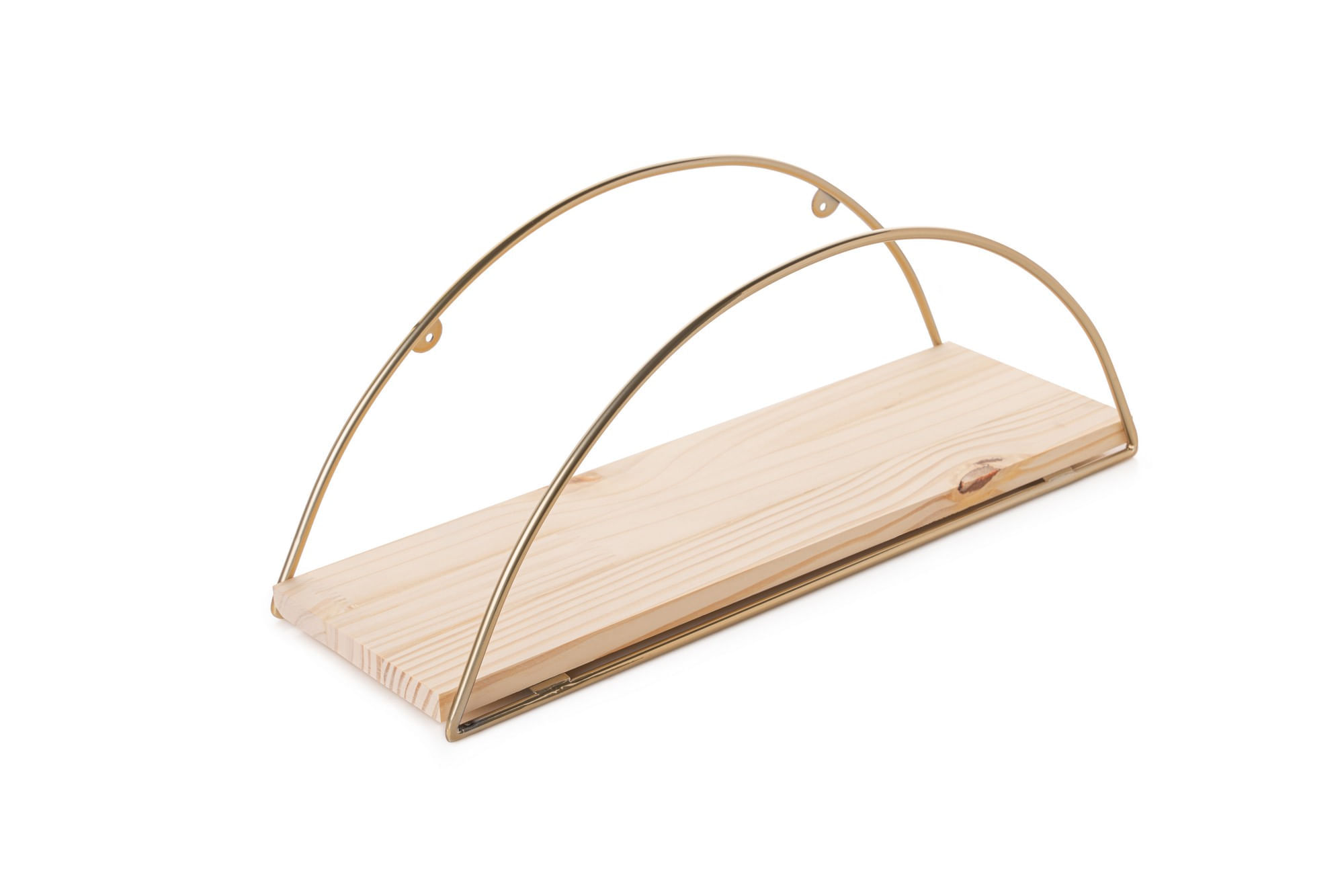 Raft de perete, Hanah Home, lemn masiv, auriu maro, 41x17x16 cm — imaginea 2