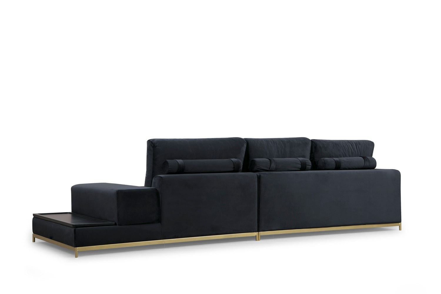 Canapea 4 locuri, Hanah Home, lemn fag si pal, negru auriu, 320x102x84 cm — imaginea 4