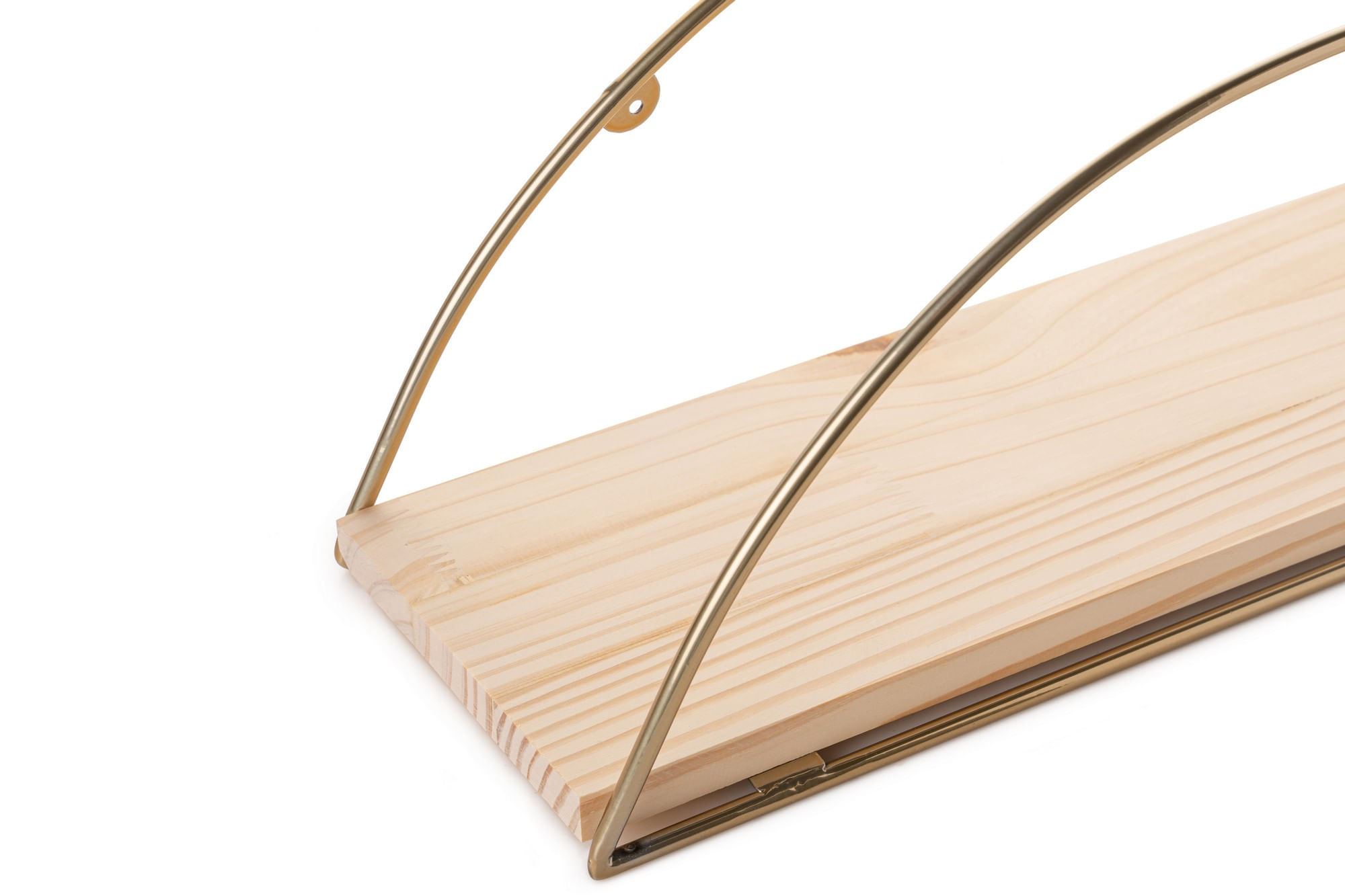 Raft de perete, Hanah Home, lemn masiv, auriu maro, 41x17x16 cm — imaginea 3