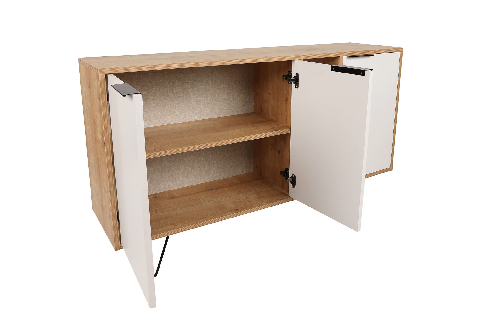 Consola, Hanah Home, pal melaminat, stejar si alb, 142x35,6x83 cm — imaginea 4