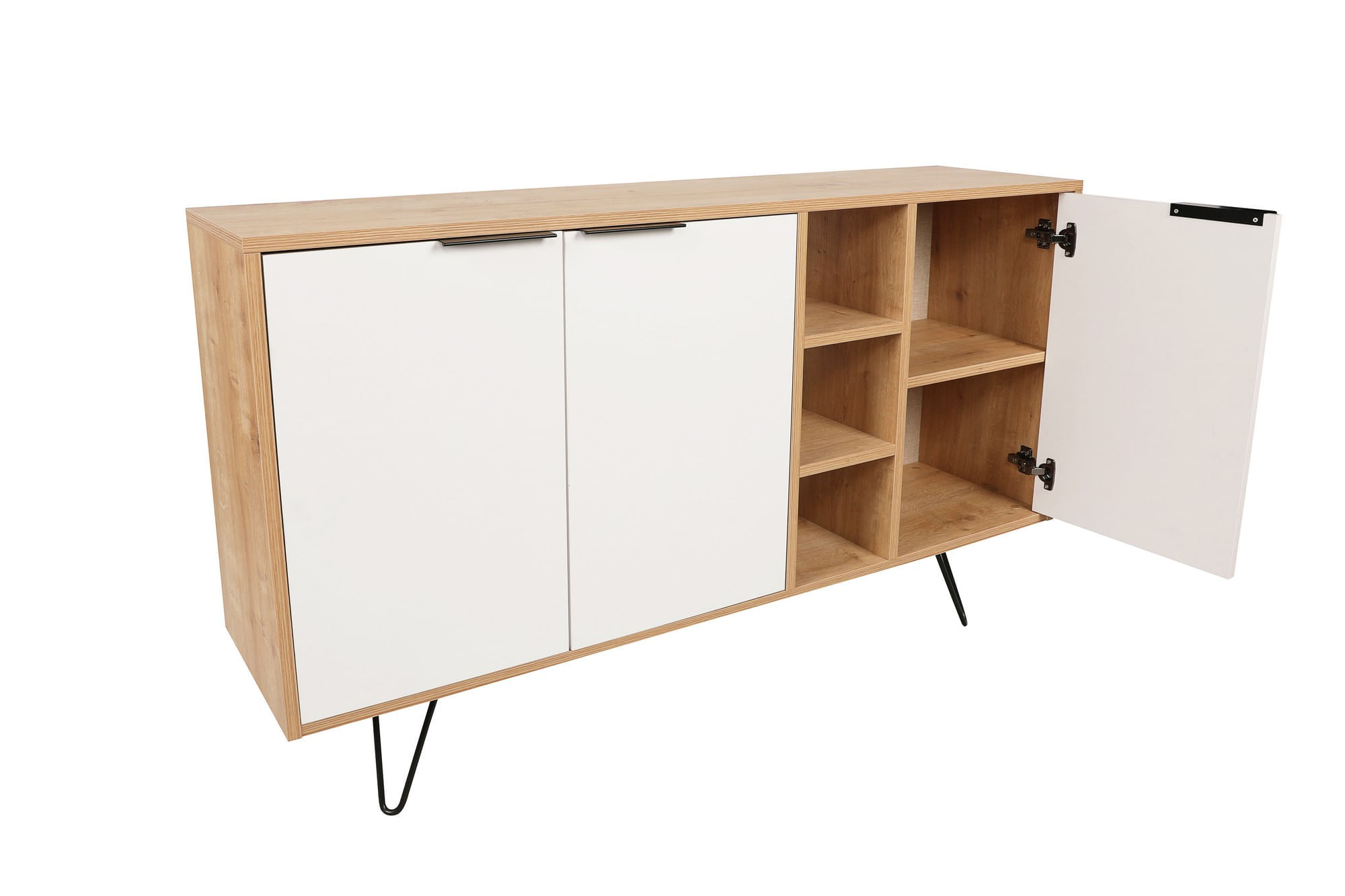 Consola, Hanah Home, pal melaminat, stejar si alb, 142x35,6x83 cm — imaginea 5