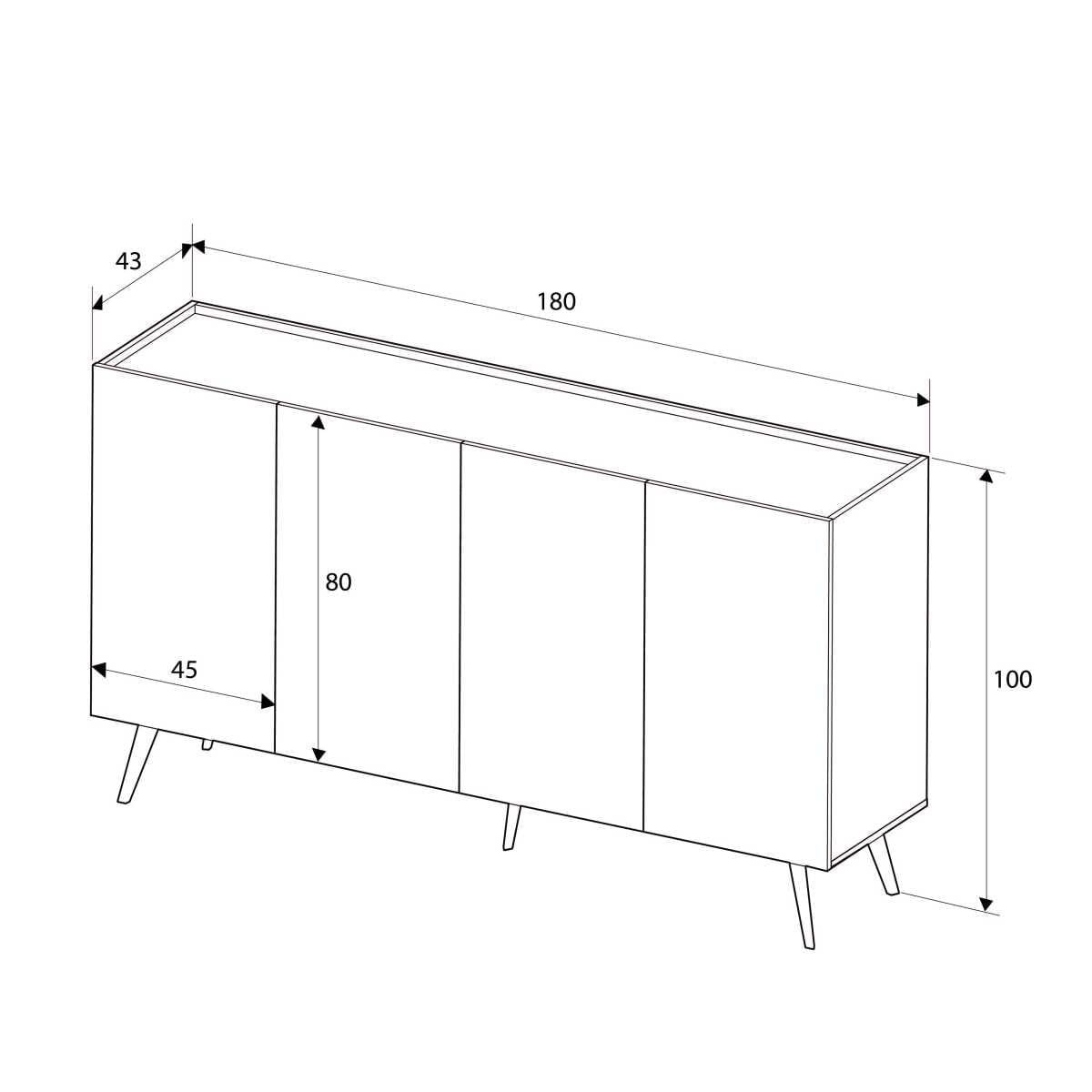 Consola, Hanah Home, panou de particule melaminat, stejar, 180x43x100 cm — imaginea 10