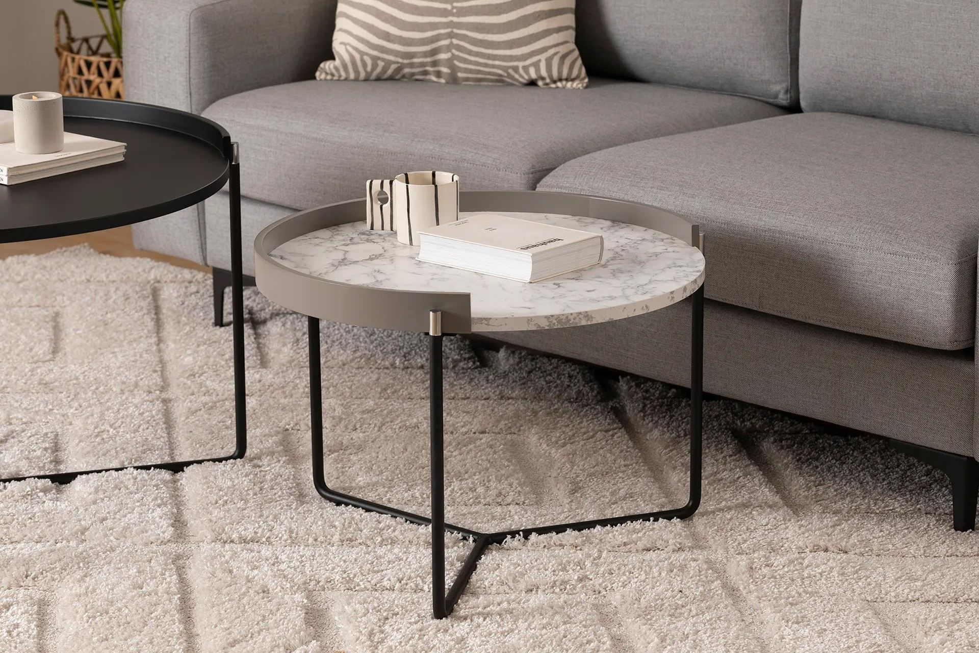 Set masute de cafea, Hanah Home, mdf, antracit, 80x80x51 cm, 60x60x41 cm — imaginea 4
