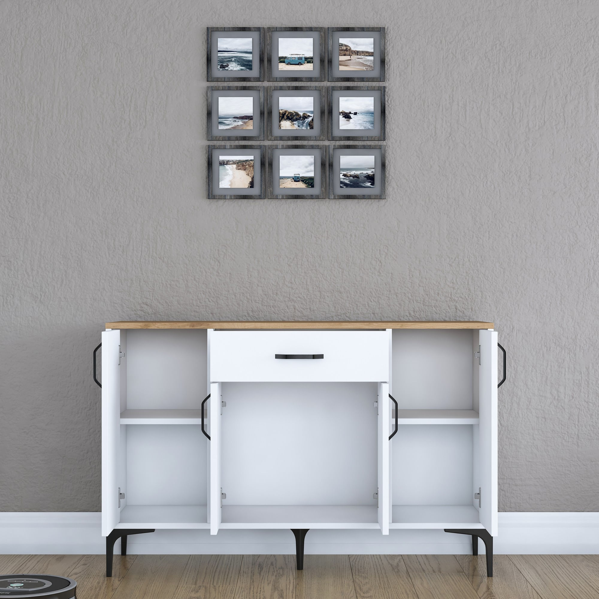 Dulap multifunctional, Hanah Home, PAL melaminat, alb si nuc, 120x40x78.6 cm, 893RAN4950 — imaginea 7