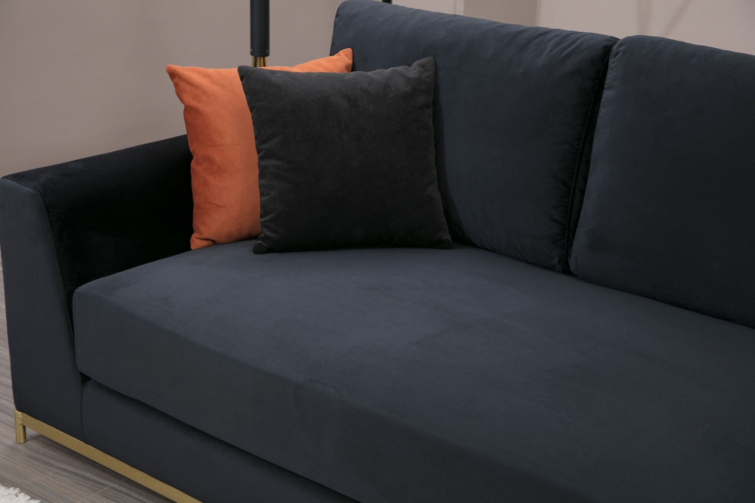 Canapea 4 locuri, Hanah Home, lemn fag si pal, negru auriu, 320x102x84 cm — imaginea 7