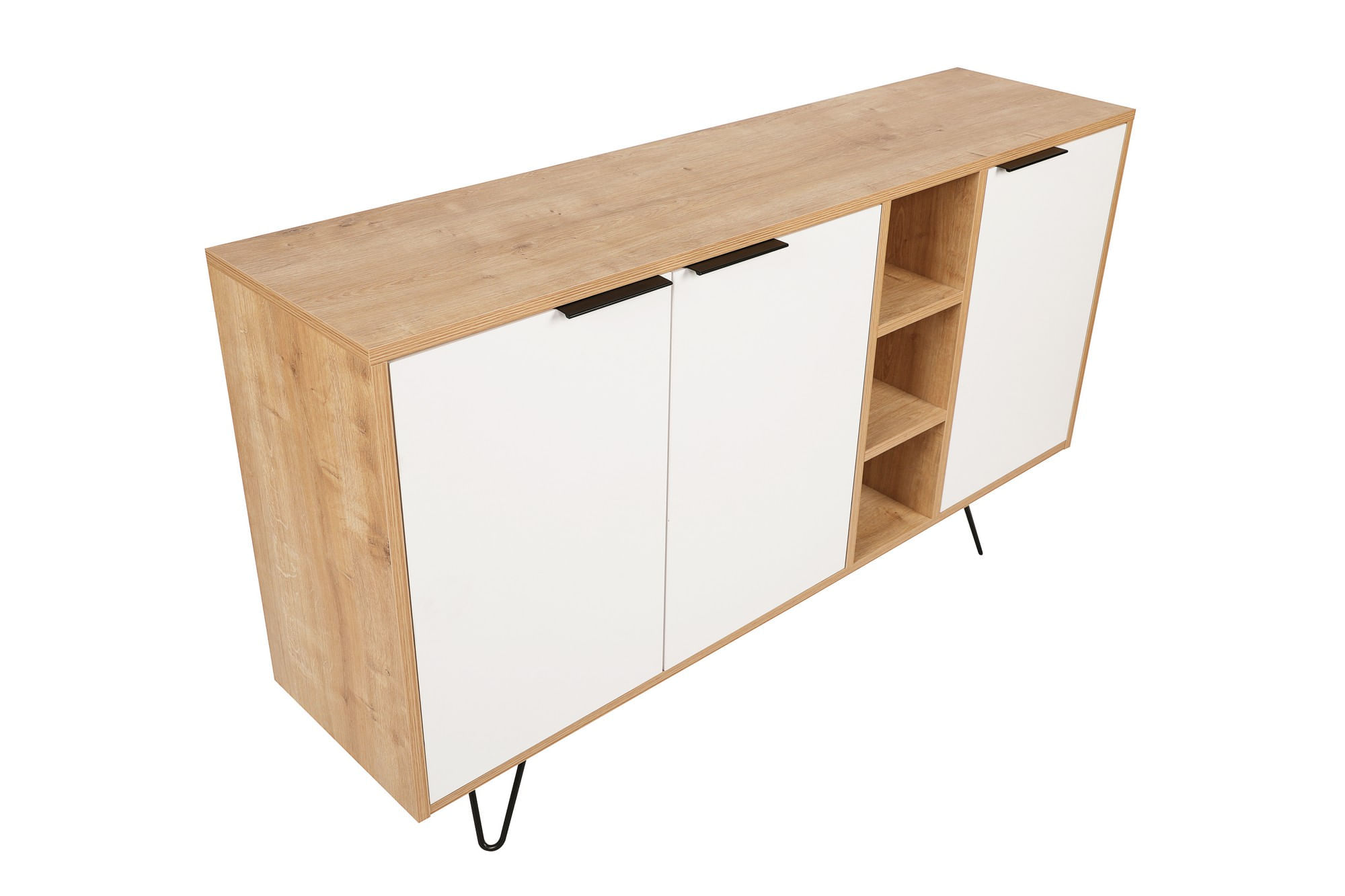 Consola, Hanah Home, pal melaminat, stejar si alb, 142x35,6x83 cm — imaginea 6