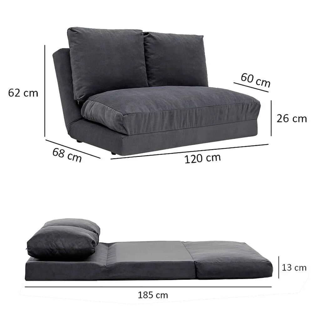 Canapea extensibila, Hanah Home, metal si poliester, gri, 185x120 cm — imaginea 7