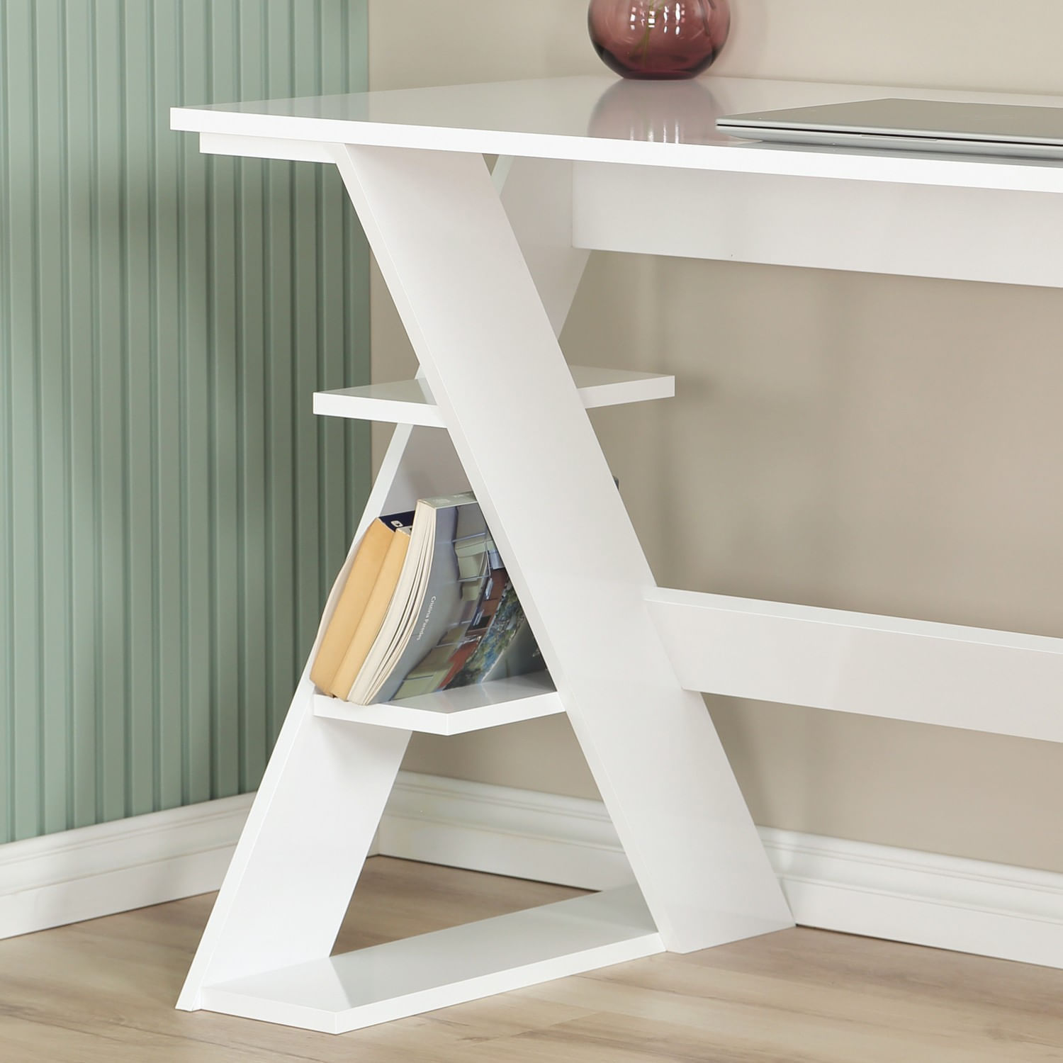 Birou de studiu, Hanah Home, pal, alb, 140x60x73 cm — imaginea 8