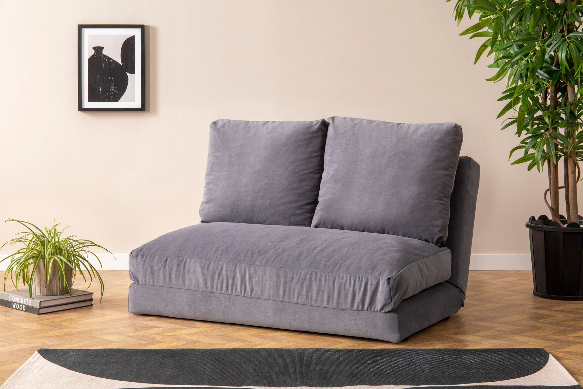 Canapea extensibila, Hanah Home, metal si poliester, gri, 185x120 cm — imaginea 8