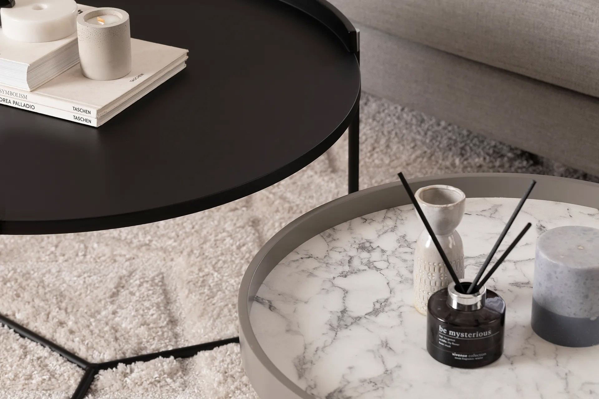 Set masute de cafea, Hanah Home, mdf, antracit, 80x80x51 cm, 60x60x41 cm — imaginea 5