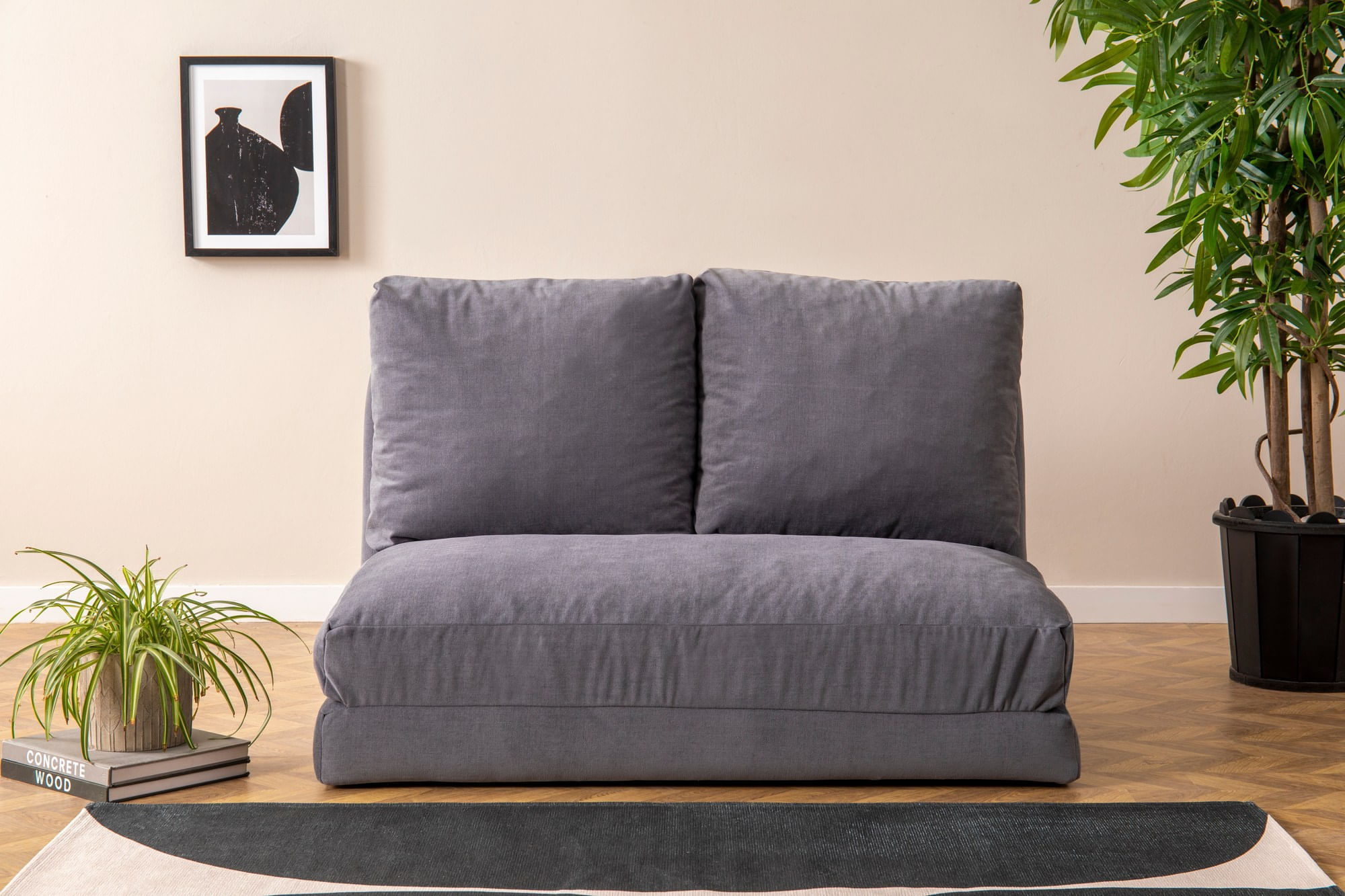 Canapea extensibila, Hanah Home, metal si poliester, gri, 185x120 cm — imaginea 10