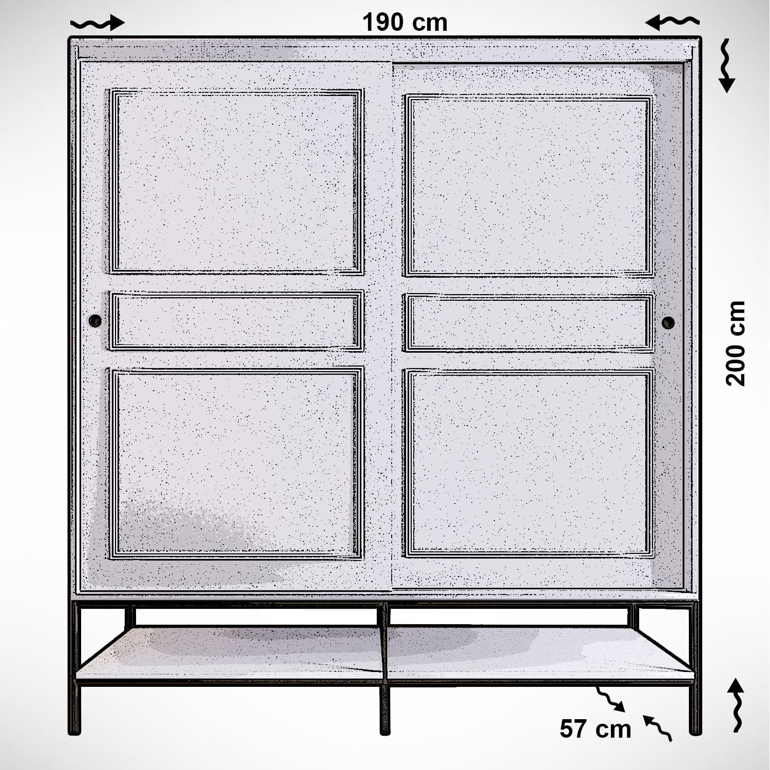 Dulap, Hanah Home, pal melaminat, alb negru auriu, 190x57x200 cm — imaginea 12