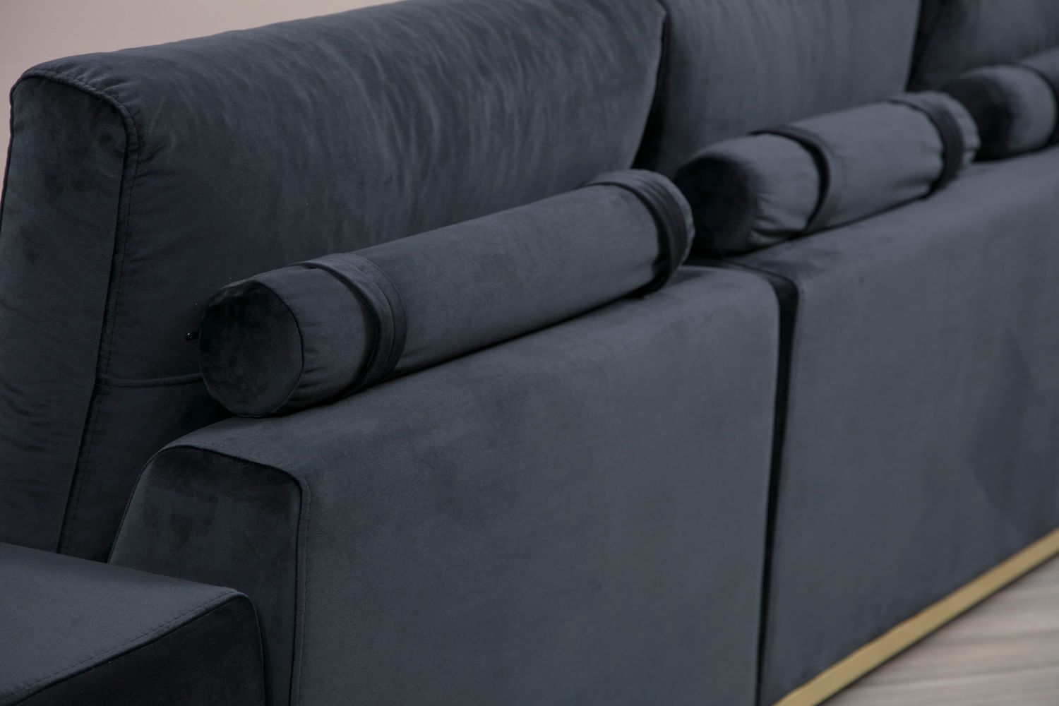 Canapea 4 locuri, Hanah Home, lemn fag si pal, negru auriu, 320x102x84 cm — imaginea 14