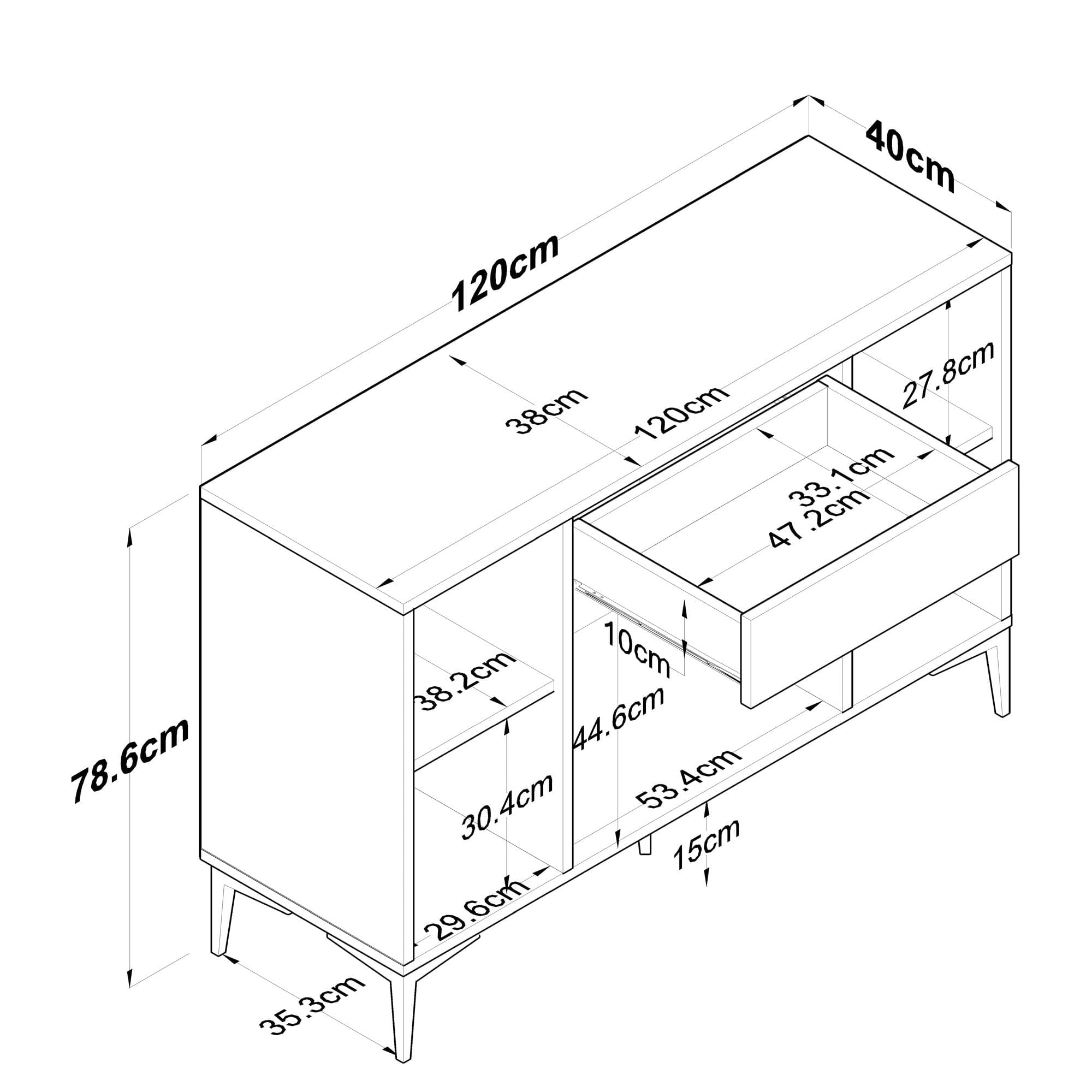 Dulap multifunctional, Hanah Home, PAL melaminat, alb si nuc, 120x40x78.6 cm, 893RAN4950 — imaginea 13