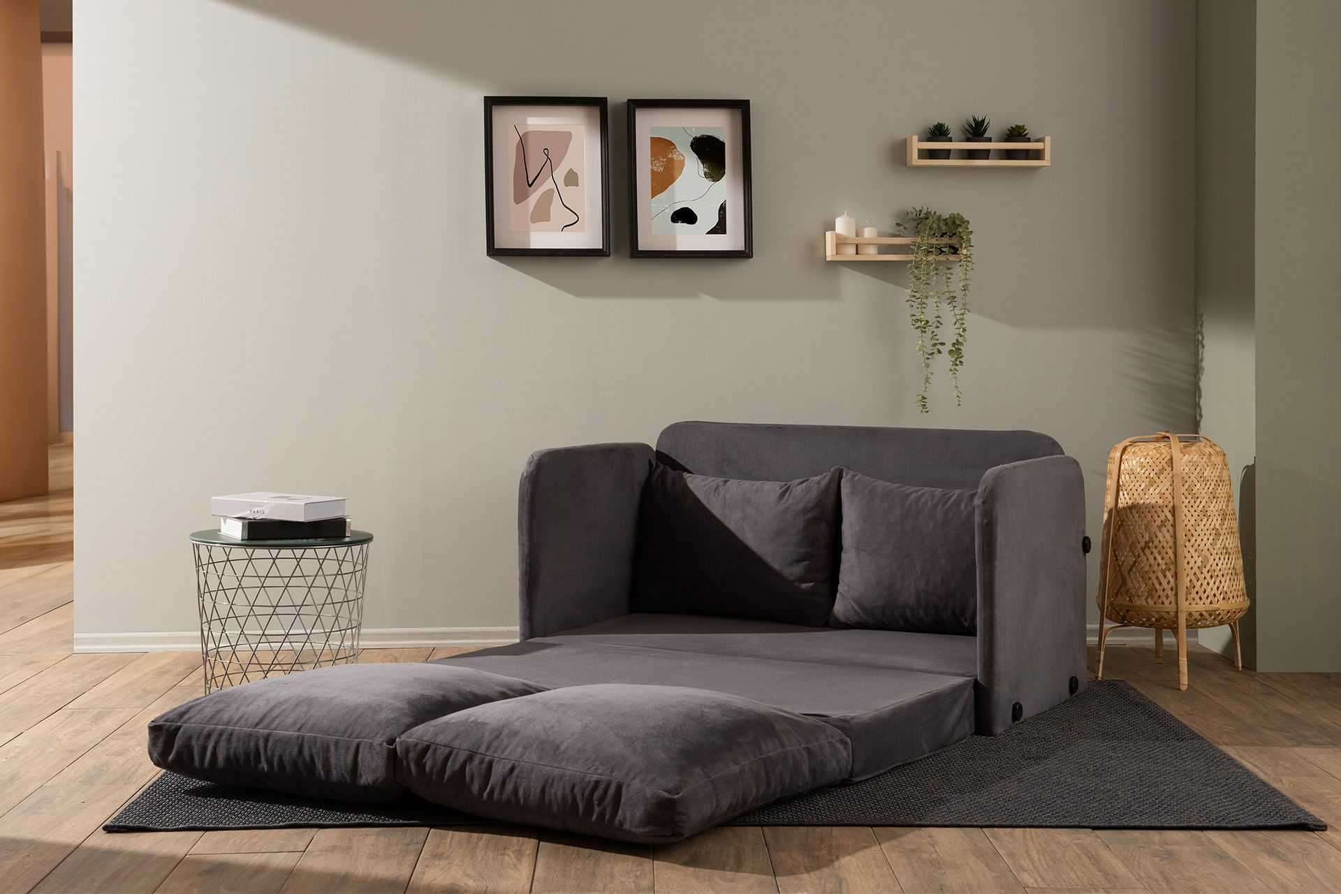 Canapea extensibila, Atelier Del Sofa, textil, gri, 128x70x66 cm — imaginea 3