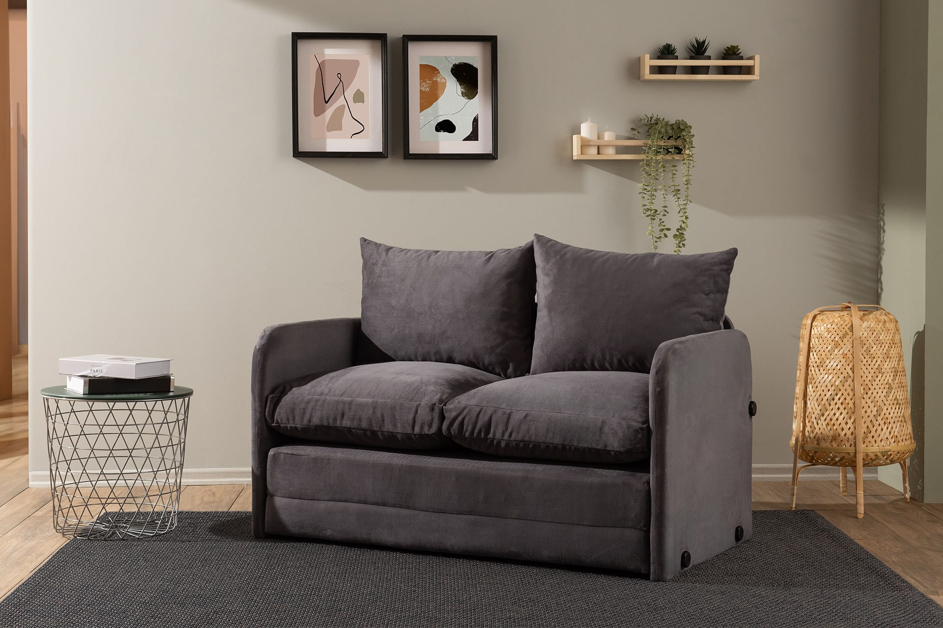 Canapea extensibila, Atelier Del Sofa, textil, gri, 128x70x66 cm — imaginea 4