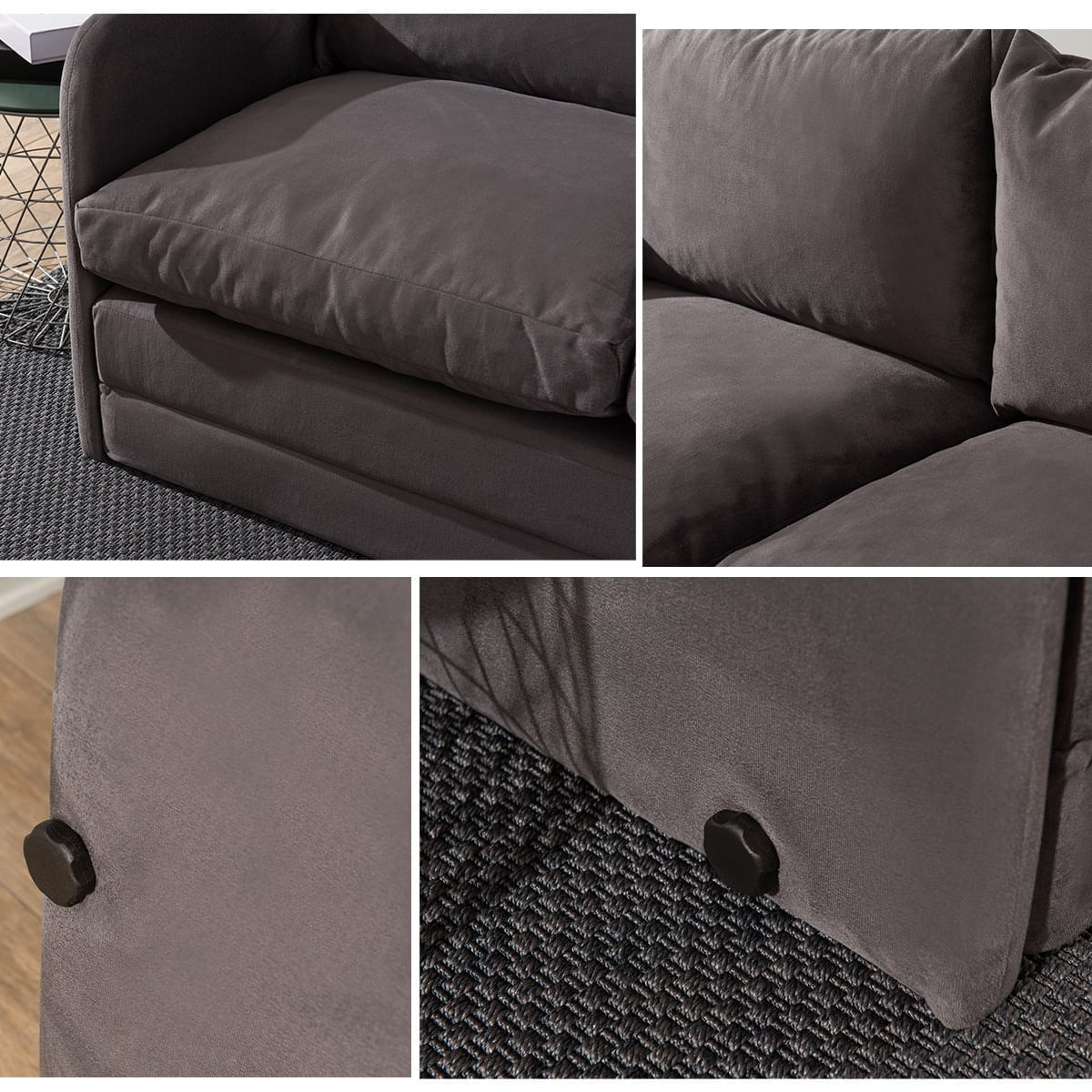 Canapea extensibila, Atelier Del Sofa, textil, gri, 128x70x66 cm — imaginea 5