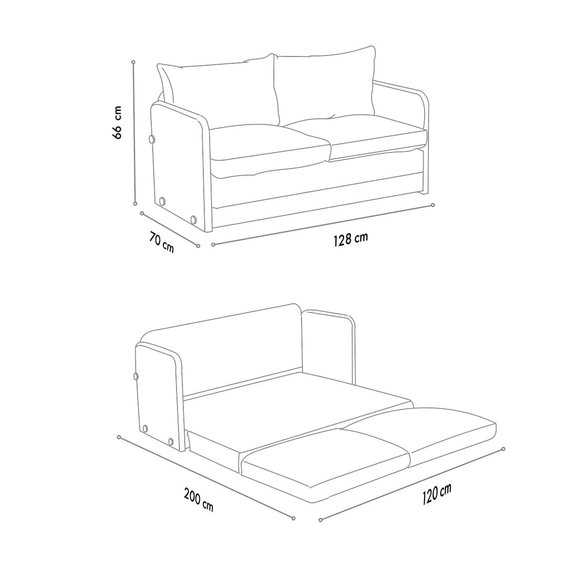 Canapea extensibila, Atelier Del Sofa, textil, gri, 128x70x66 cm — imaginea 7